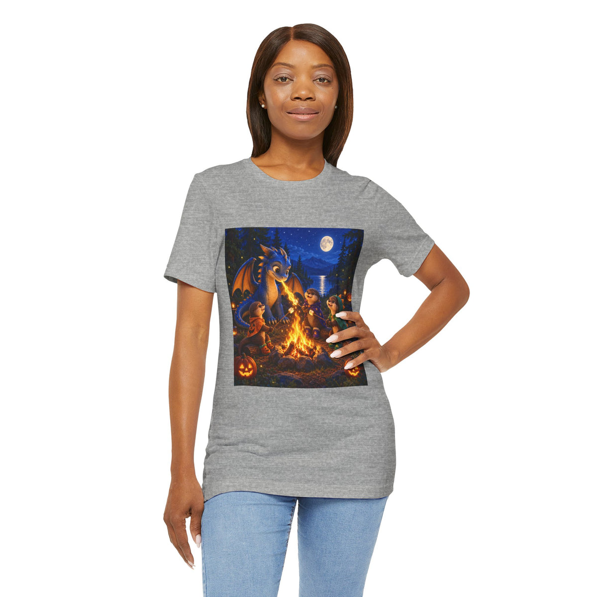 Dragon Halloween Campfire Tee — Cute Dragon and Jack‑O'Lantern Shirt