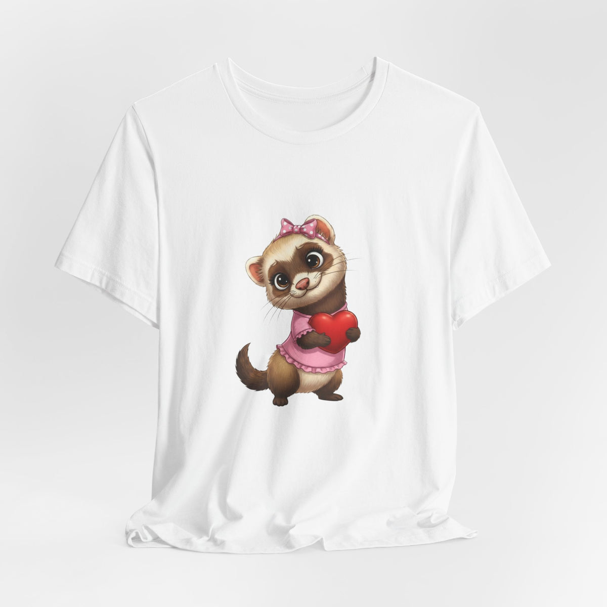 Ferret Holding Heart Tee — Valentine’s Day Kids & Women’s Graphic Shirt