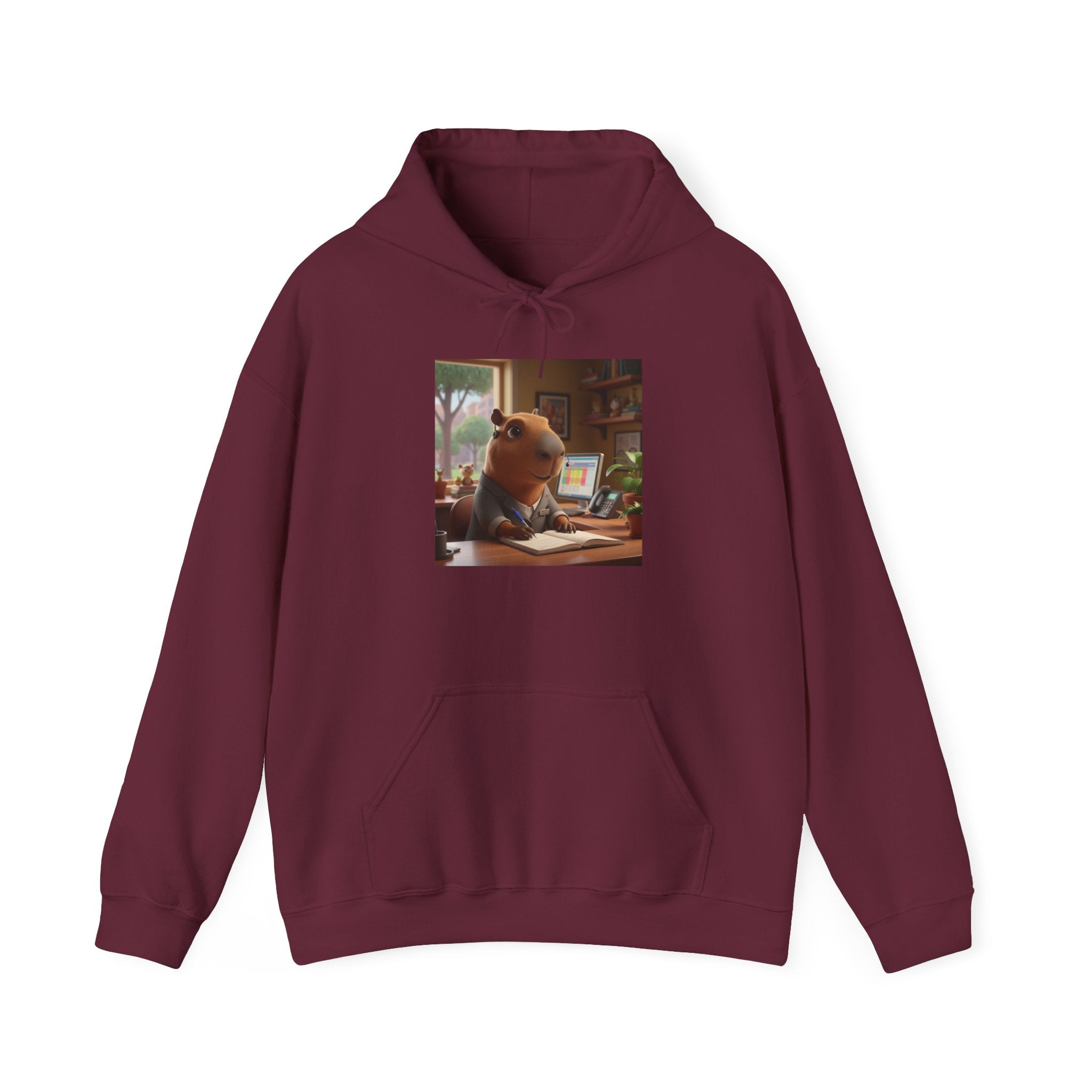 Capybara in the Office  Reading Hoodie — Cute Study Vibes Sweatshirt