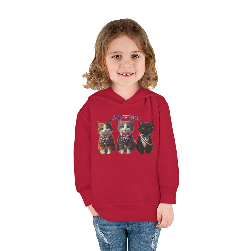 Kitties Toddler Hoodie — Patriotic Kittens "America" Fleece Pullover
