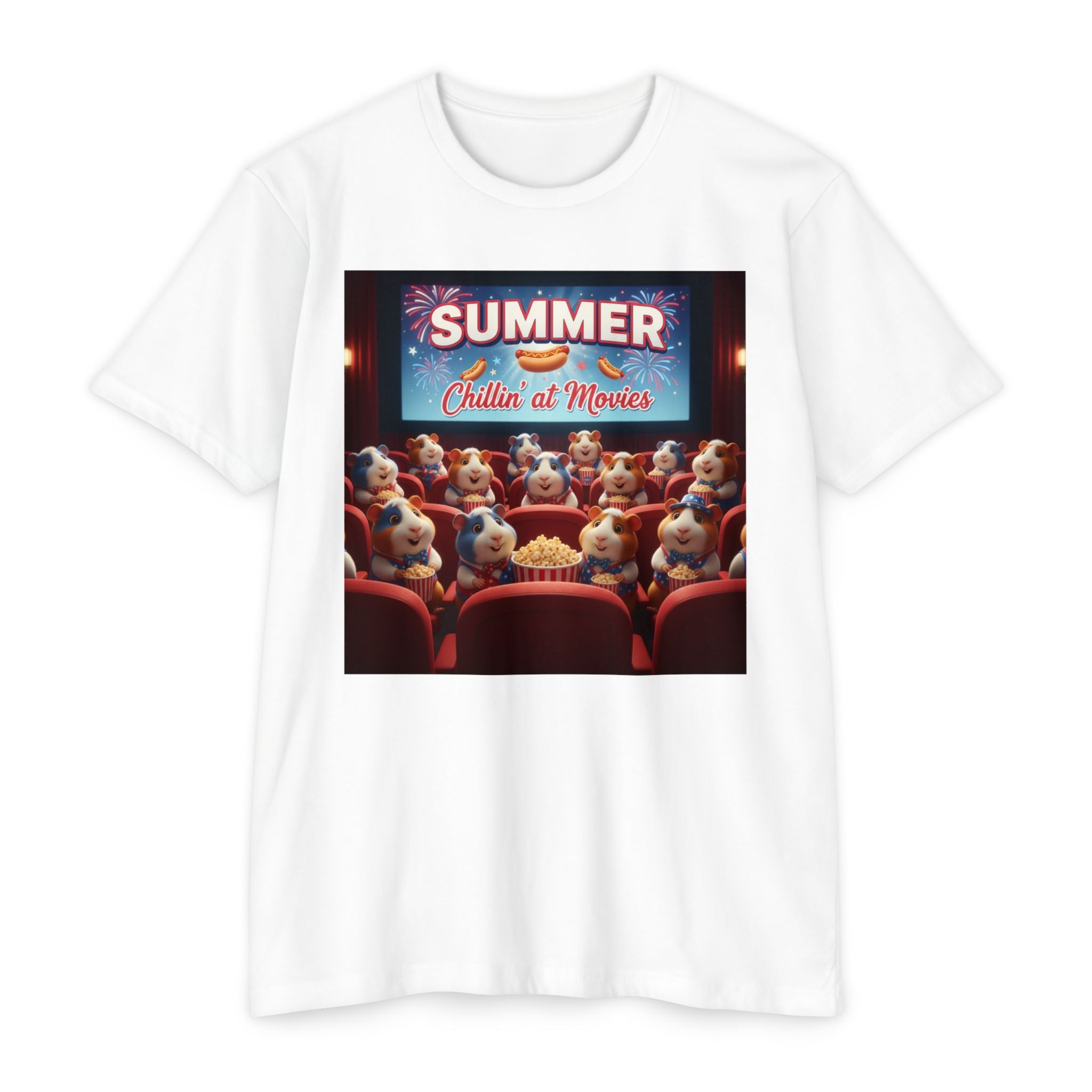 Summer Chillin' at Movies T-Shirt — Cute  Guinea Pigs Graphic Tee