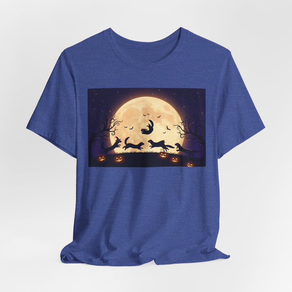 Ferrets Halloween Moon T‑Shirt — Spooky Full Moon Pumpkin Night Tee
