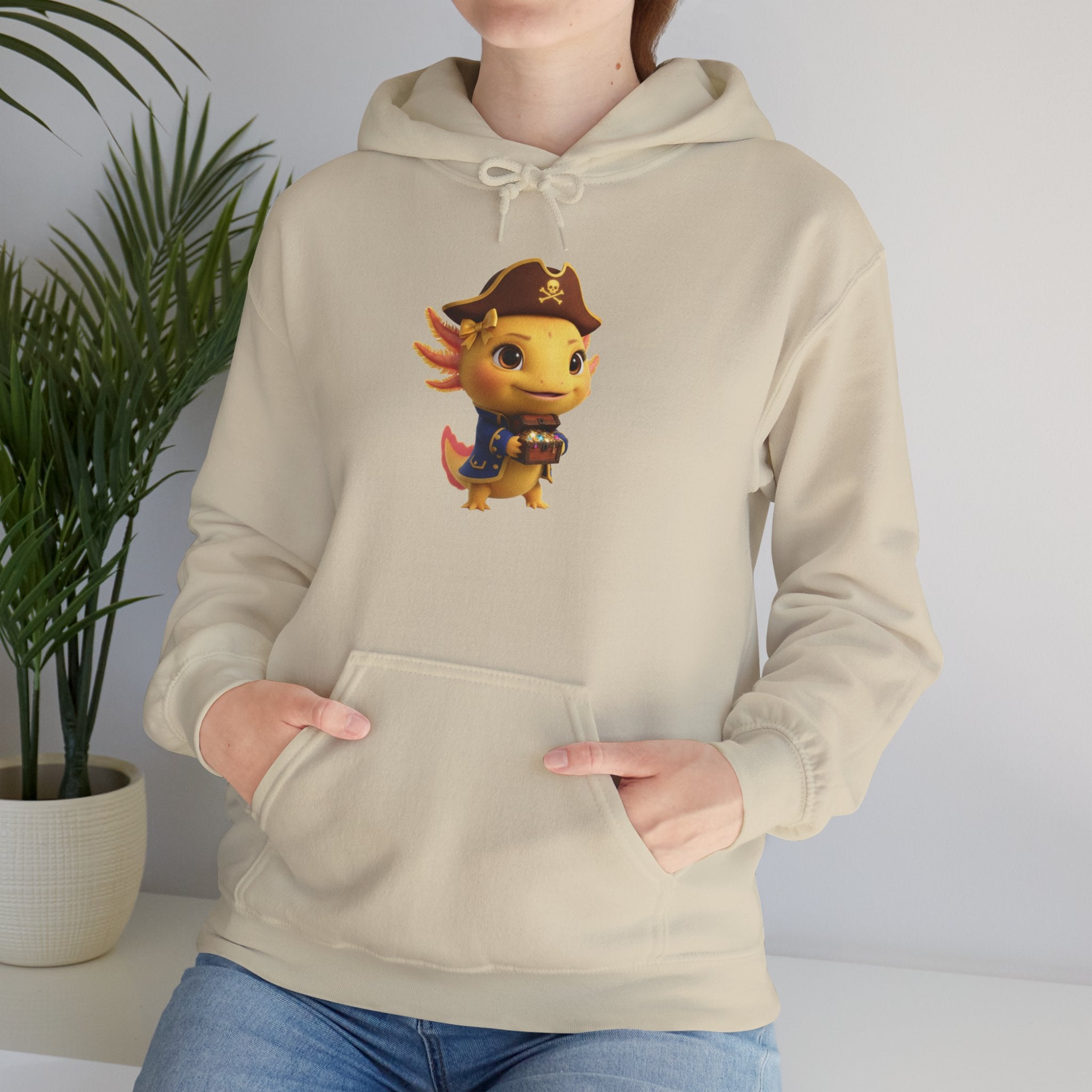 Axolotl Pirate Girl Hoodie — Cute Cartoon Pirate Axolotl Sweatshirt