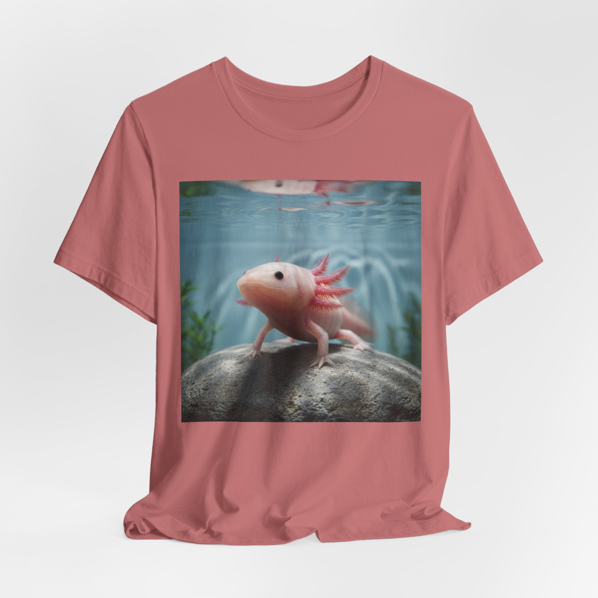 Axolotl Aquarium T‑Shirt — Cute Pink Axolotl Underwater Graphic Tee