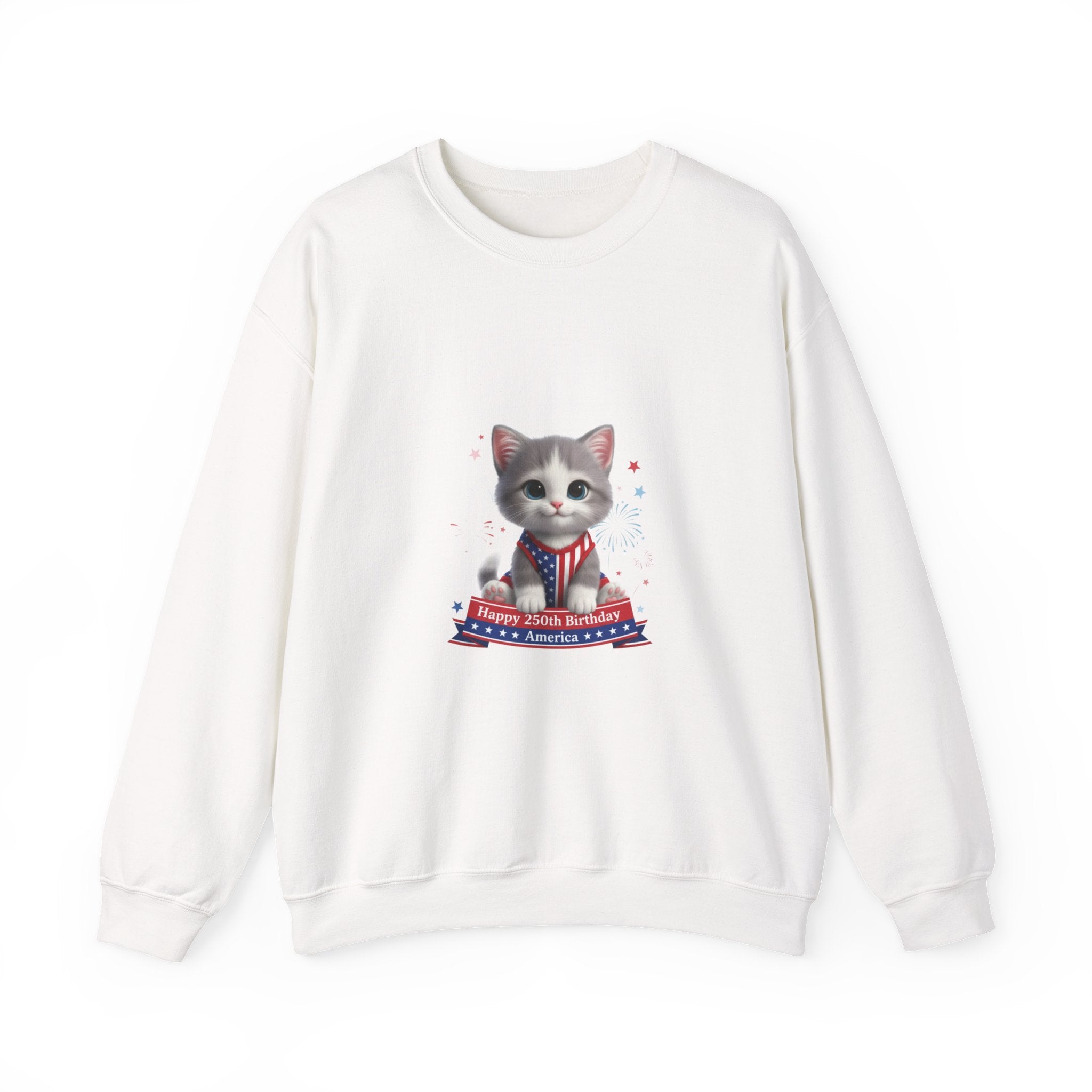 Patriotic Kitten Crewneck Sweatshirt – Cute 4th of July Cat Design