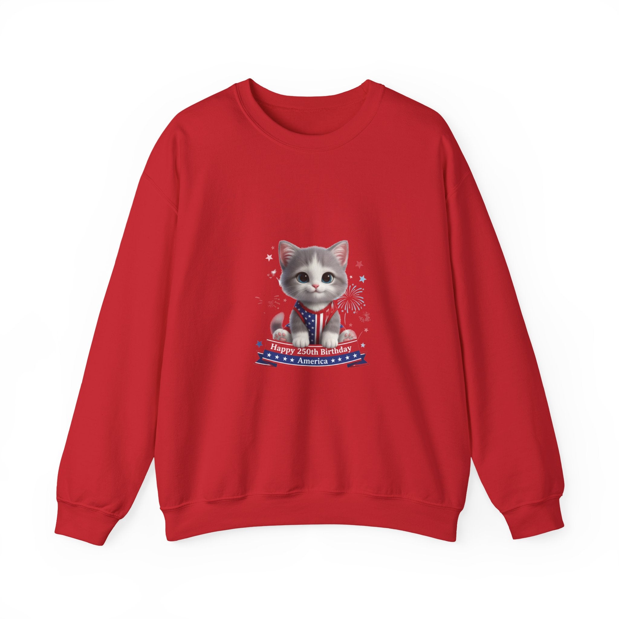 Patriotic Kitten Crewneck Sweatshirt – Cute 4th of July Cat Design