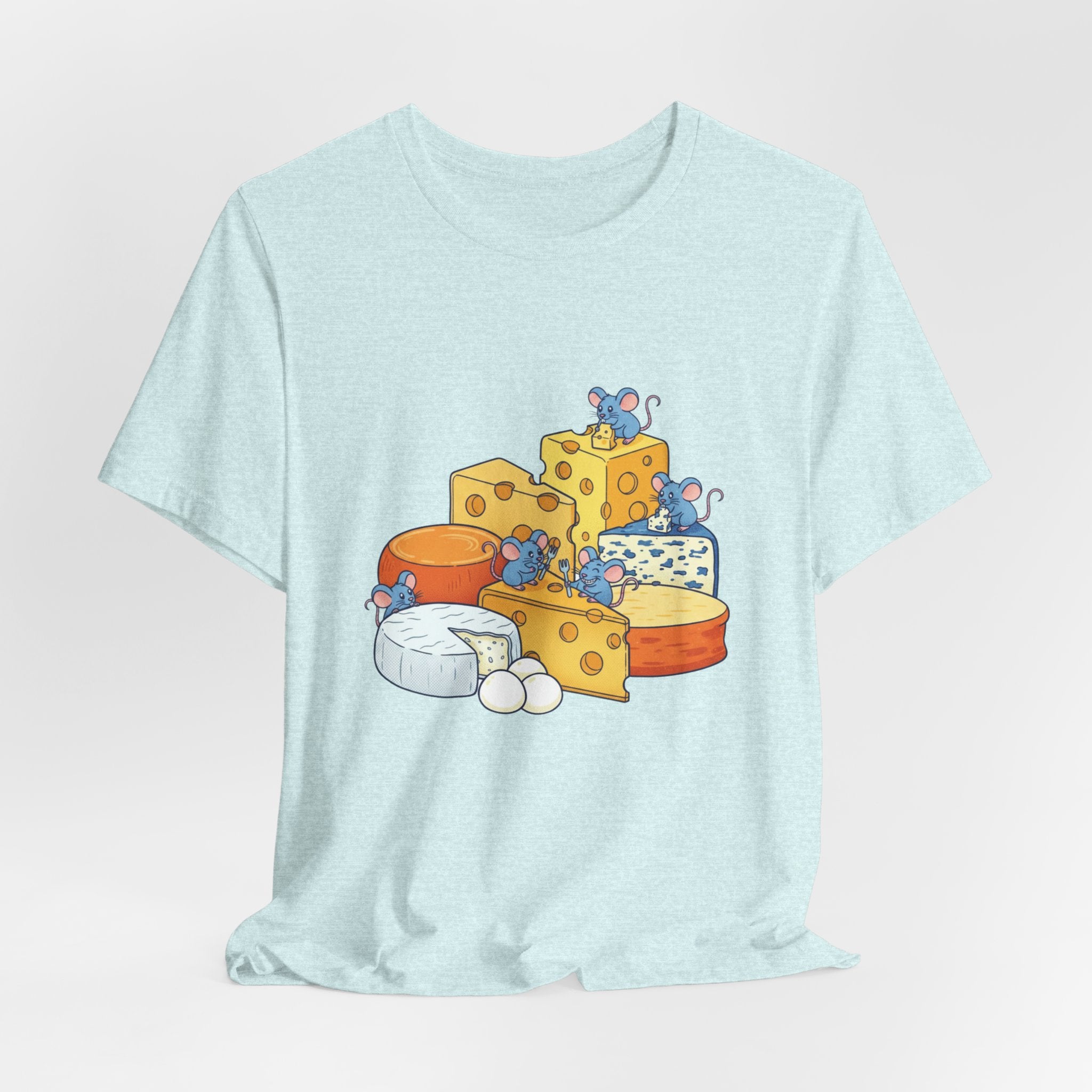 Cheese Platter T-Shirt — Cute Mice & Assorted Cheeses Tee