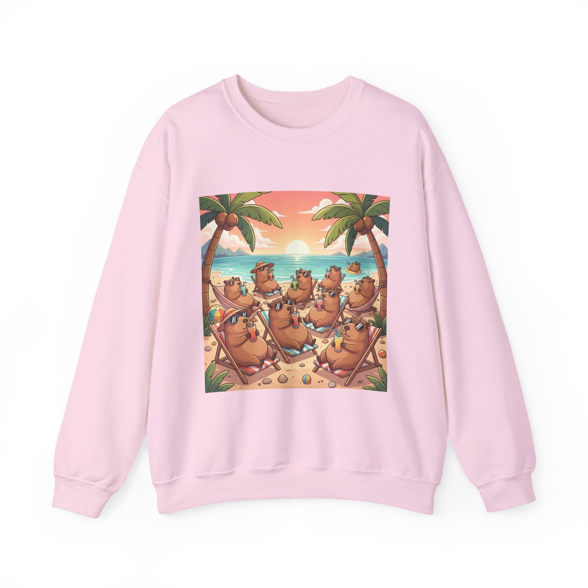 Capybaras on the Beach Sweatshirt — Tropical Beach Party Crewneck
