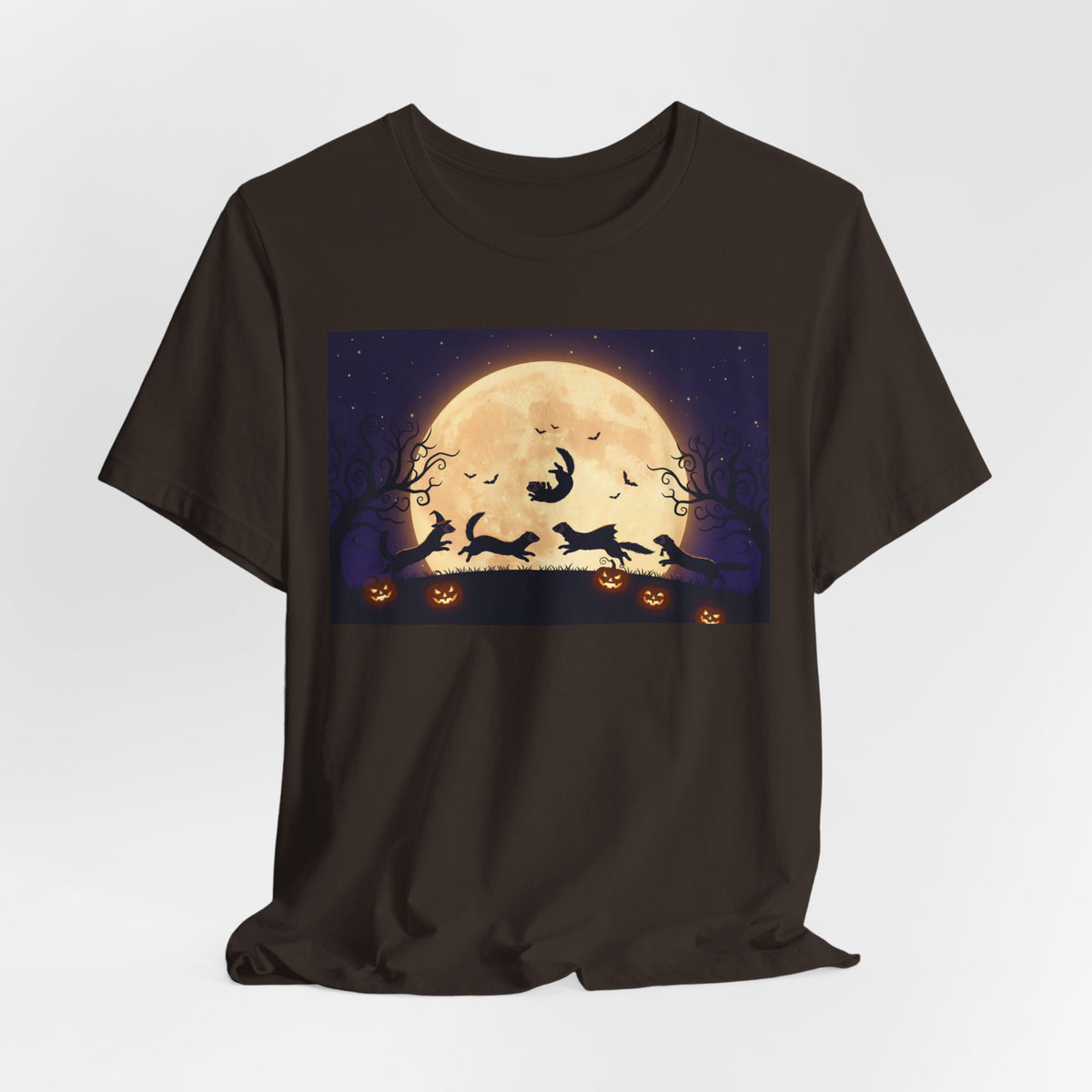 Ferrets Halloween Moon T‑Shirt — Spooky Full Moon Pumpkin Night Tee