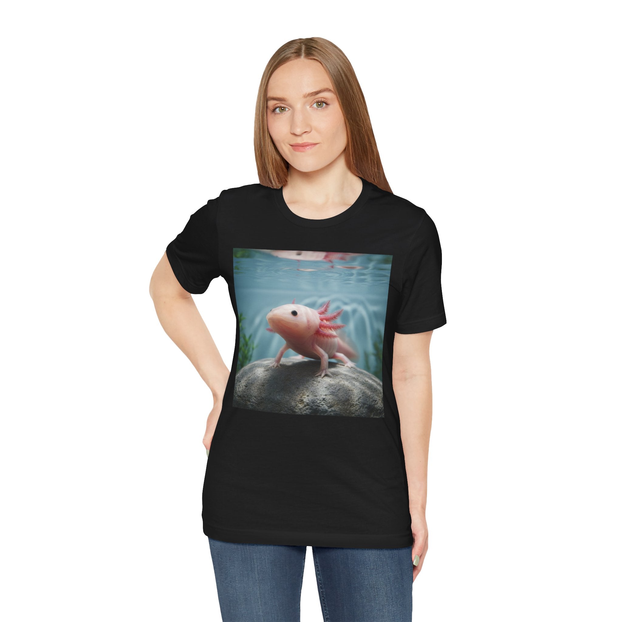 Axolotl Aquarium T‑Shirt — Cute Pink Axolotl Underwater Graphic Tee