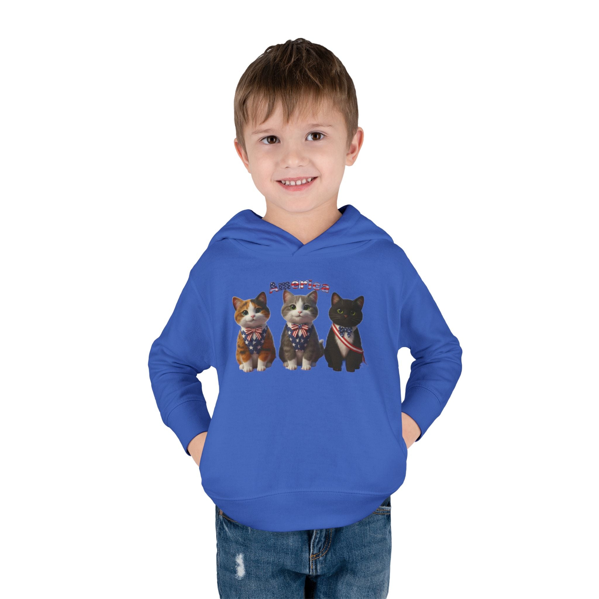 Kitties Toddler Hoodie — Patriotic Kittens "America" Fleece Pullover