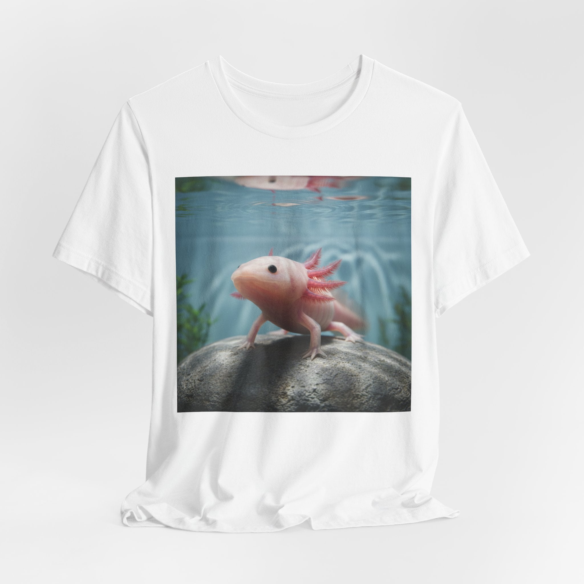 Axolotl Aquarium T‑Shirt — Cute Pink Axolotl Underwater Graphic Tee