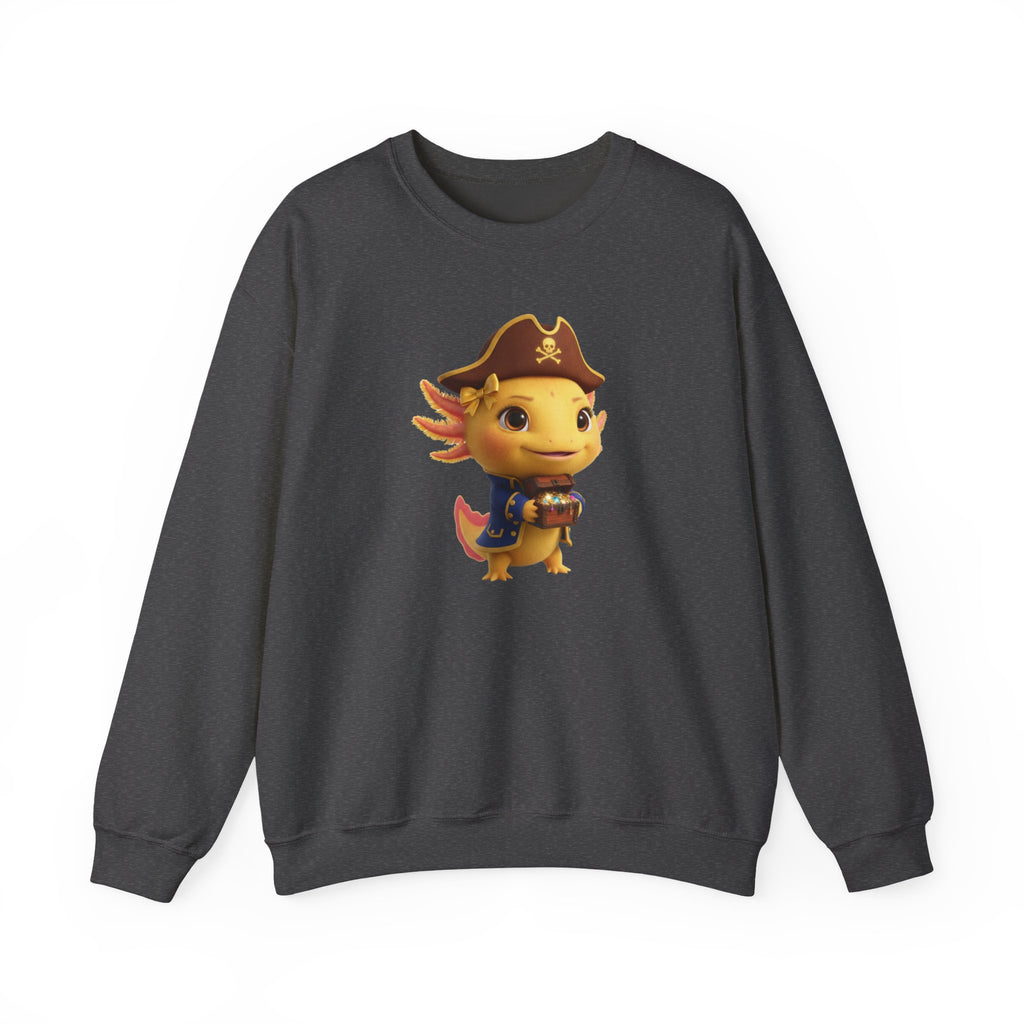 Axolotl Pirate Girl Crewneck Sweatshirt — Cute Pirate Axolotl Graphic