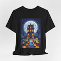 Dinosaurs Halloween Haunted House Tee — Cute Ghosts, Pumpkins & Moonlit Night