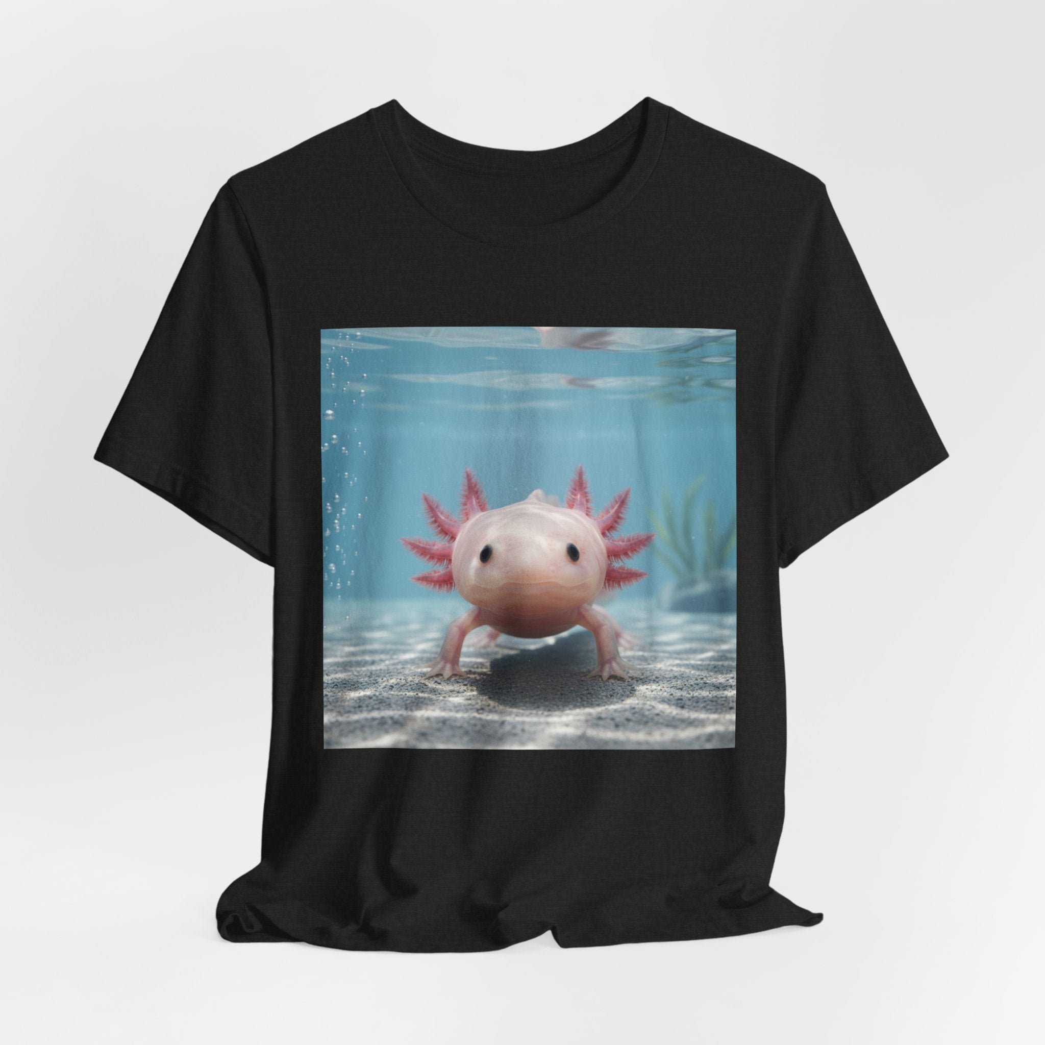 Axolotl Smiles Underwater Tee — Cute Pink Axolotl Graphic T‑Shirt