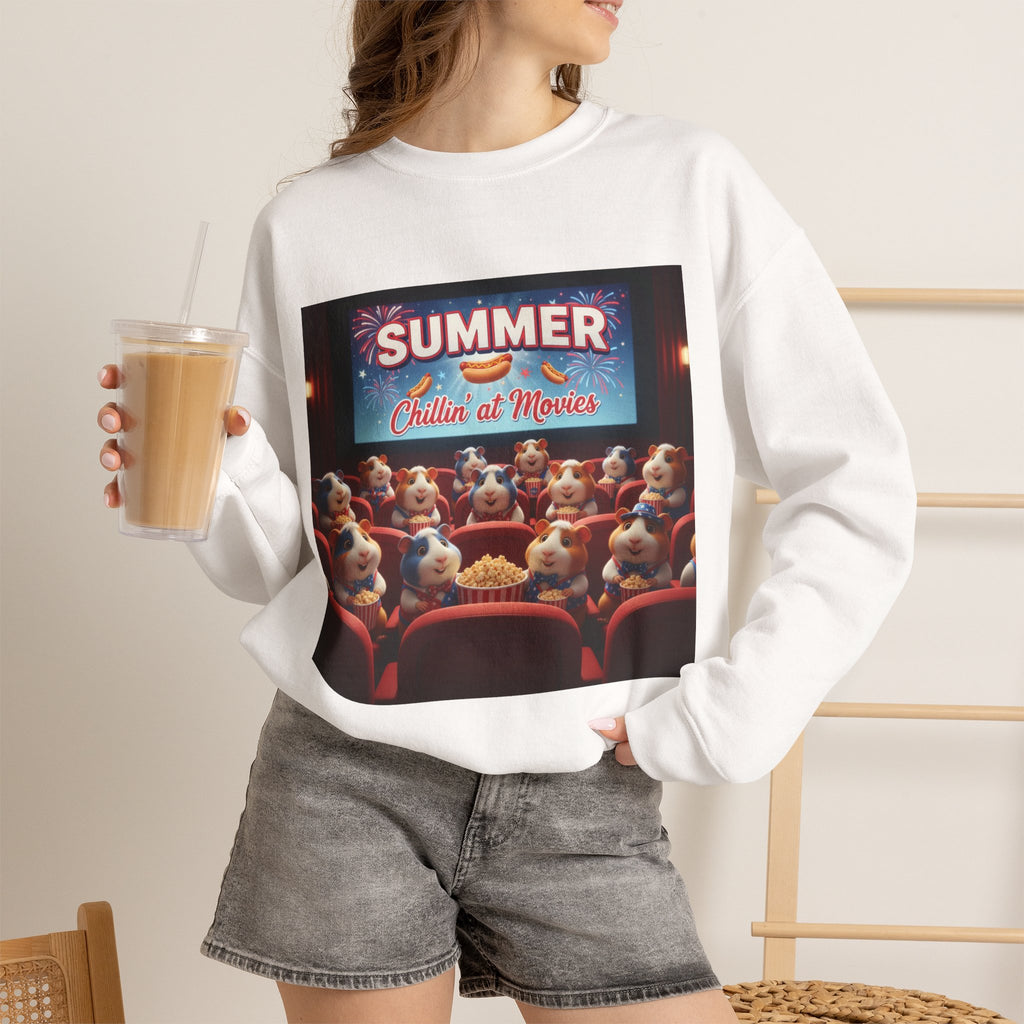 Guinea Pigs Chillin' at the Movies Sweatshirt | Cute Guinea Pig Cinema Graphic Crewneck