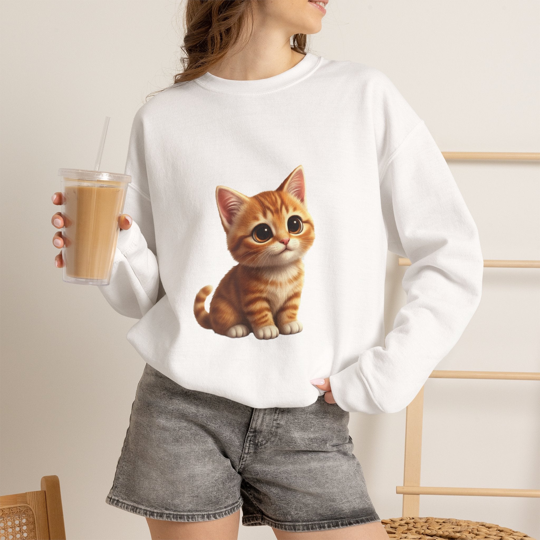 Cute Tabby Kitten Sweatshirt – Adorable Cat Graphic Crewneck