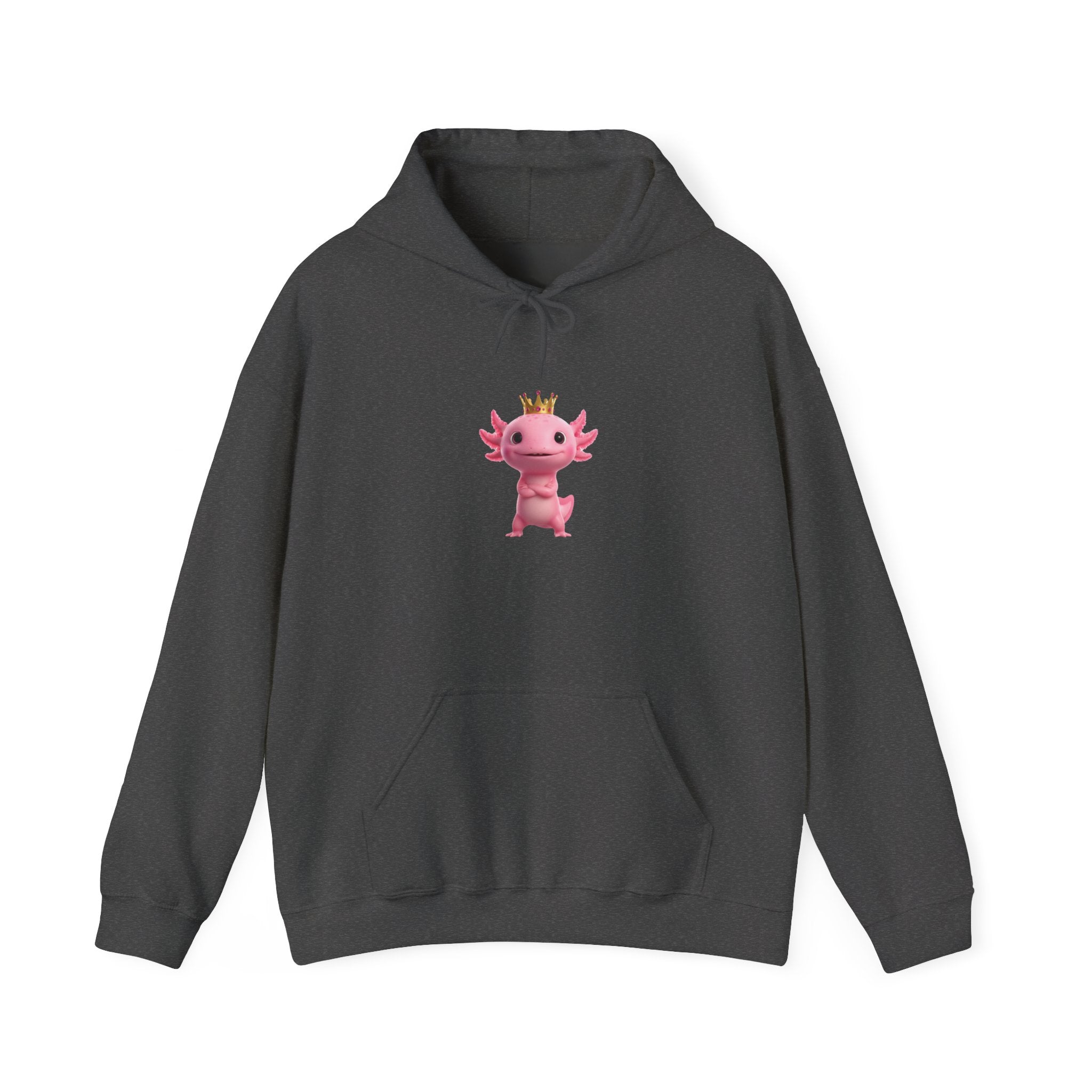 Axolotl Royal Hoodie — Cute Pink Axolotl with Crown Pullover