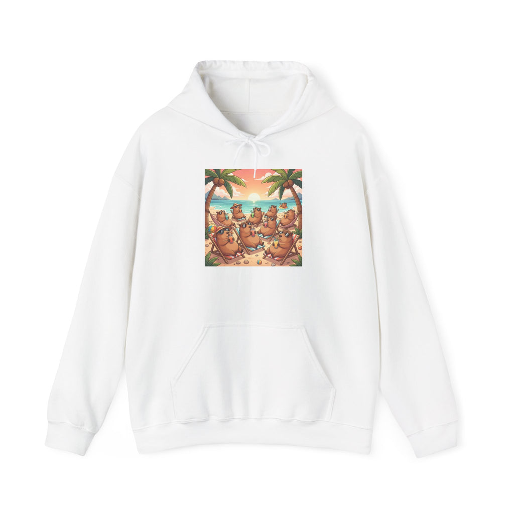 Capybaras on the Beach Hoodie — Tropical Beach Party Pullover