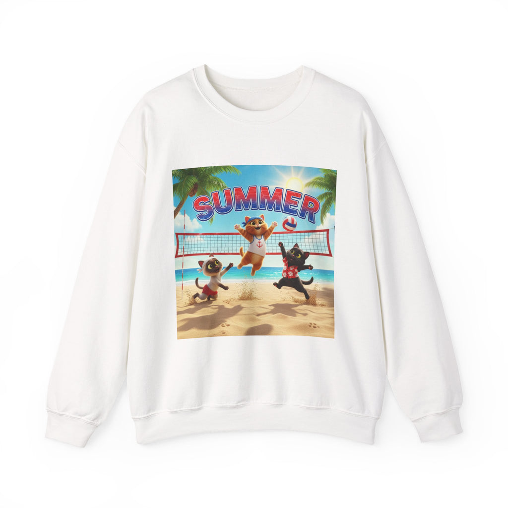 Kitties Summer Beach Volleyball Sweatshirt — Cute Kitties Playing at the Beach