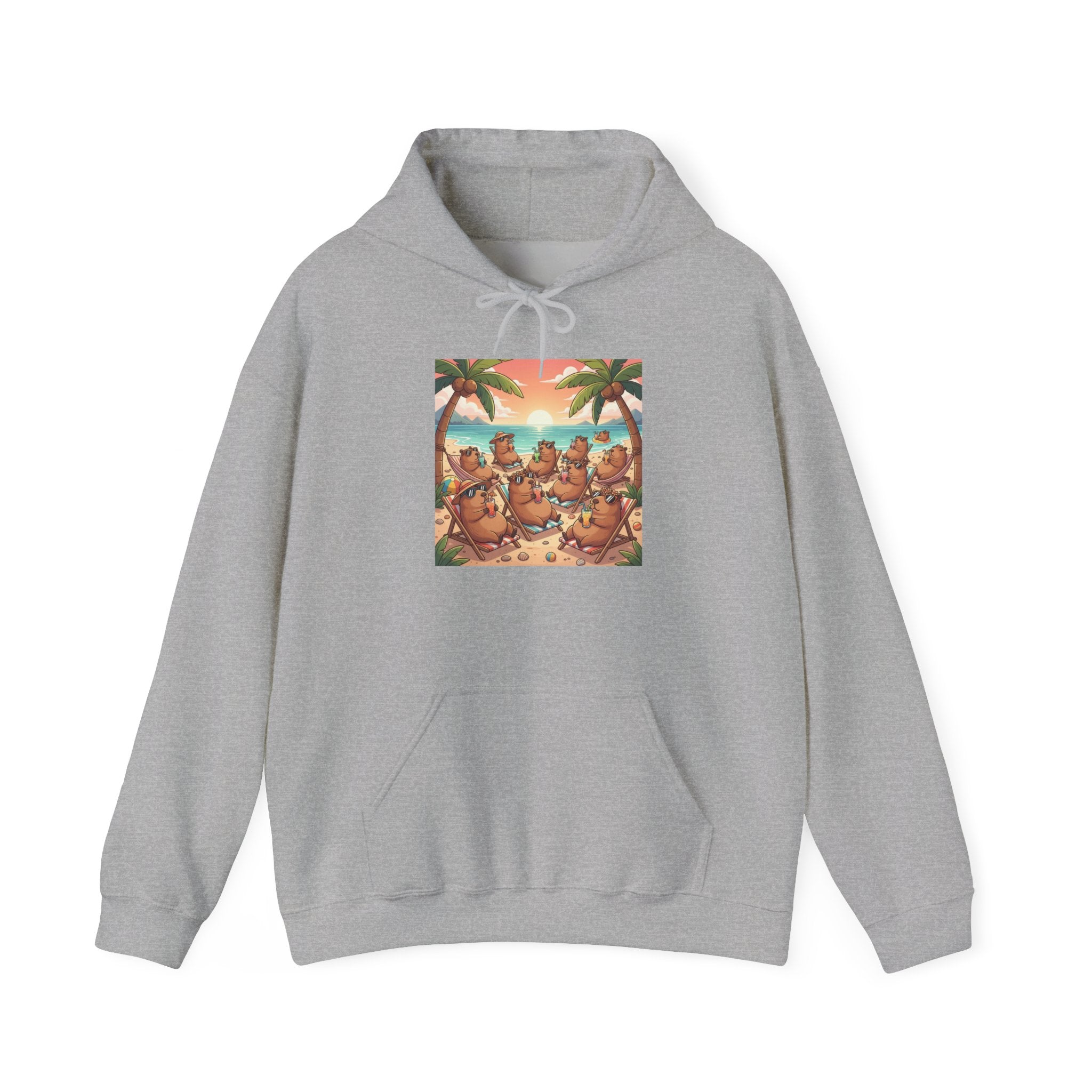 Capybaras on the Beach Hoodie — Tropical Beach Party Pullover