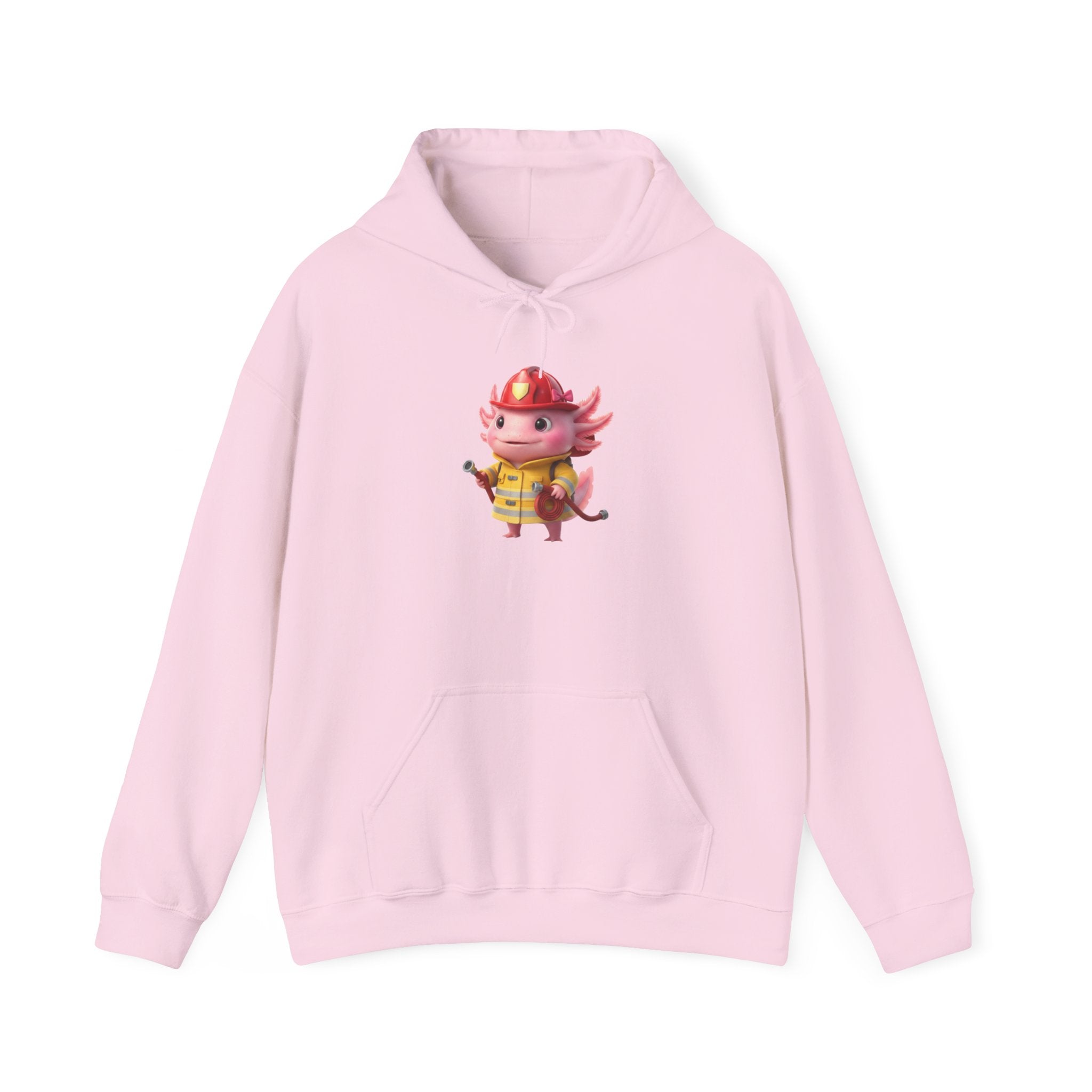 Axolotl Firefighter Girl Hoodie — Cute Rescue Crew Sweatshirt