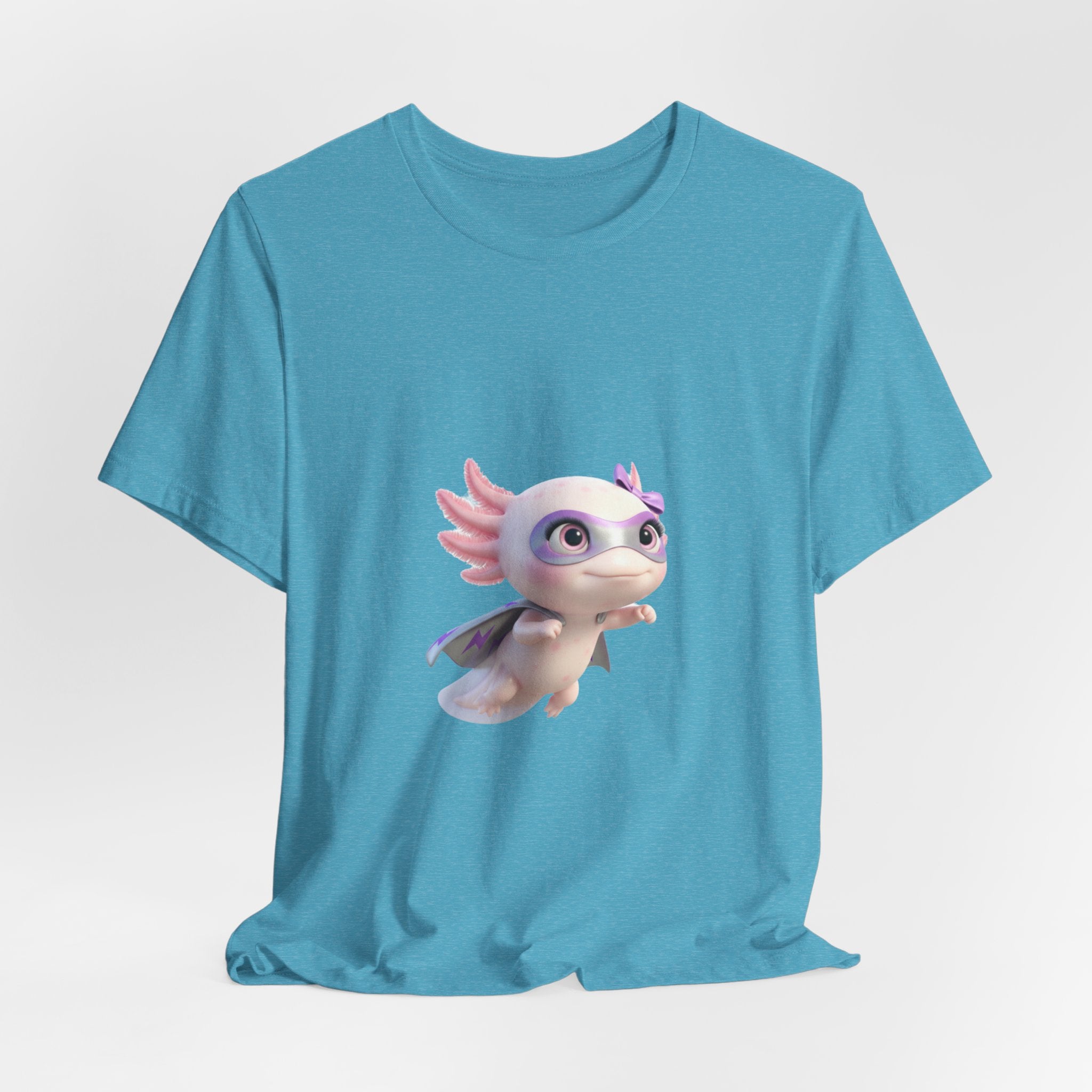 Axolotl Superhero Tee — Pastel Flying Axolotl Graphic Shirt