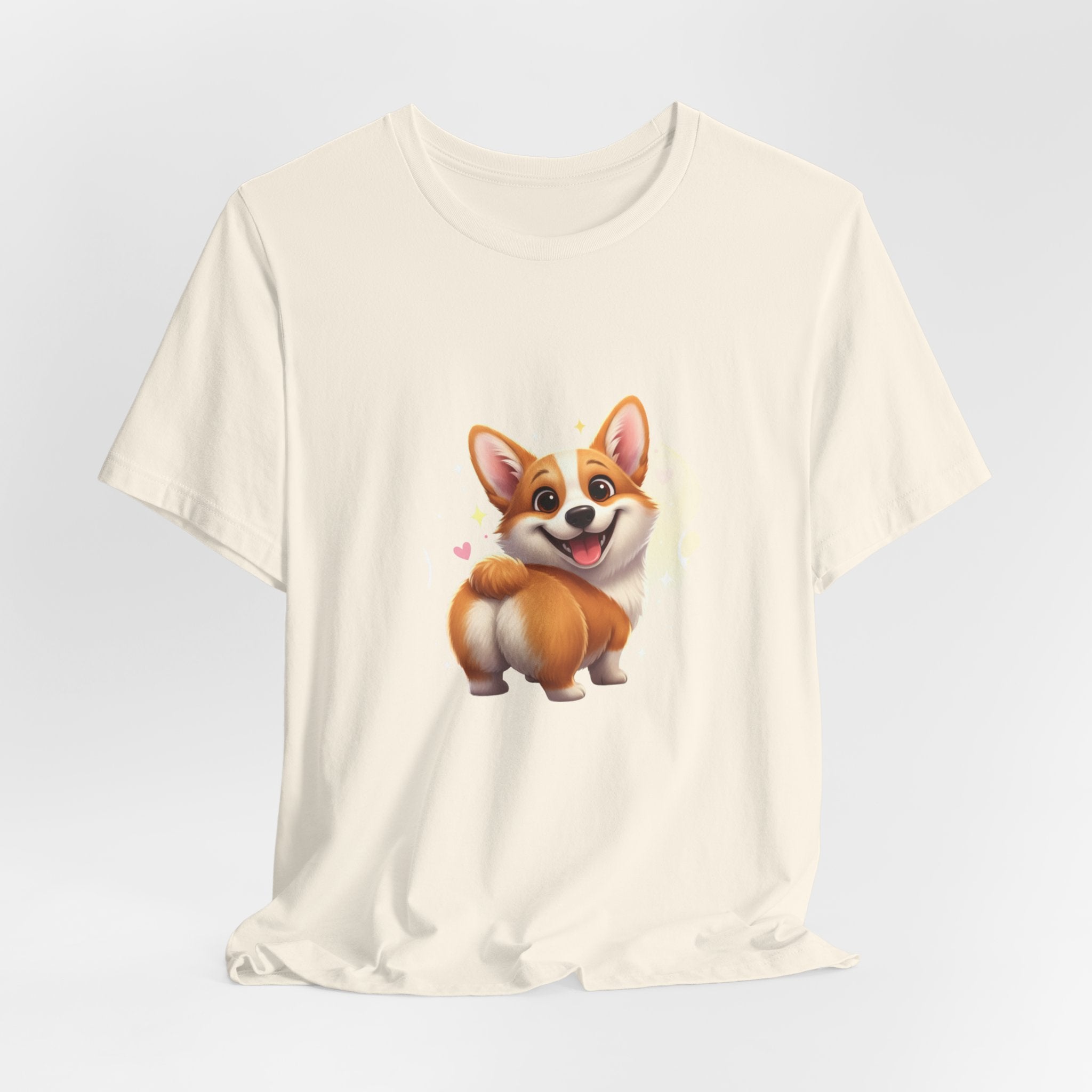 Cute Smiling Corgi T-Shirt — Adorable Cartoon Dog Tee for Pet Lovers