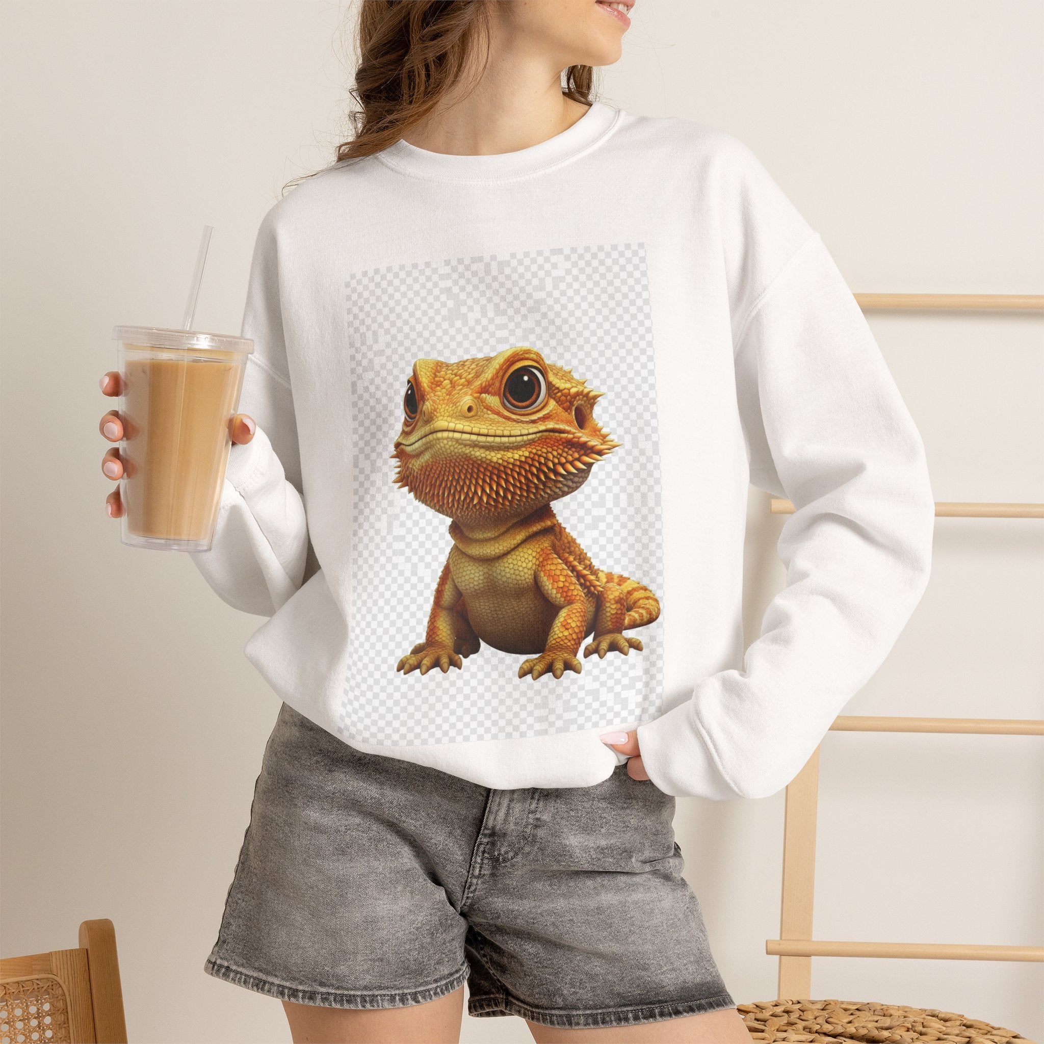 Bearded Dragon Crewneck Sweatshirt — Cute Reptile Graphic Pullover