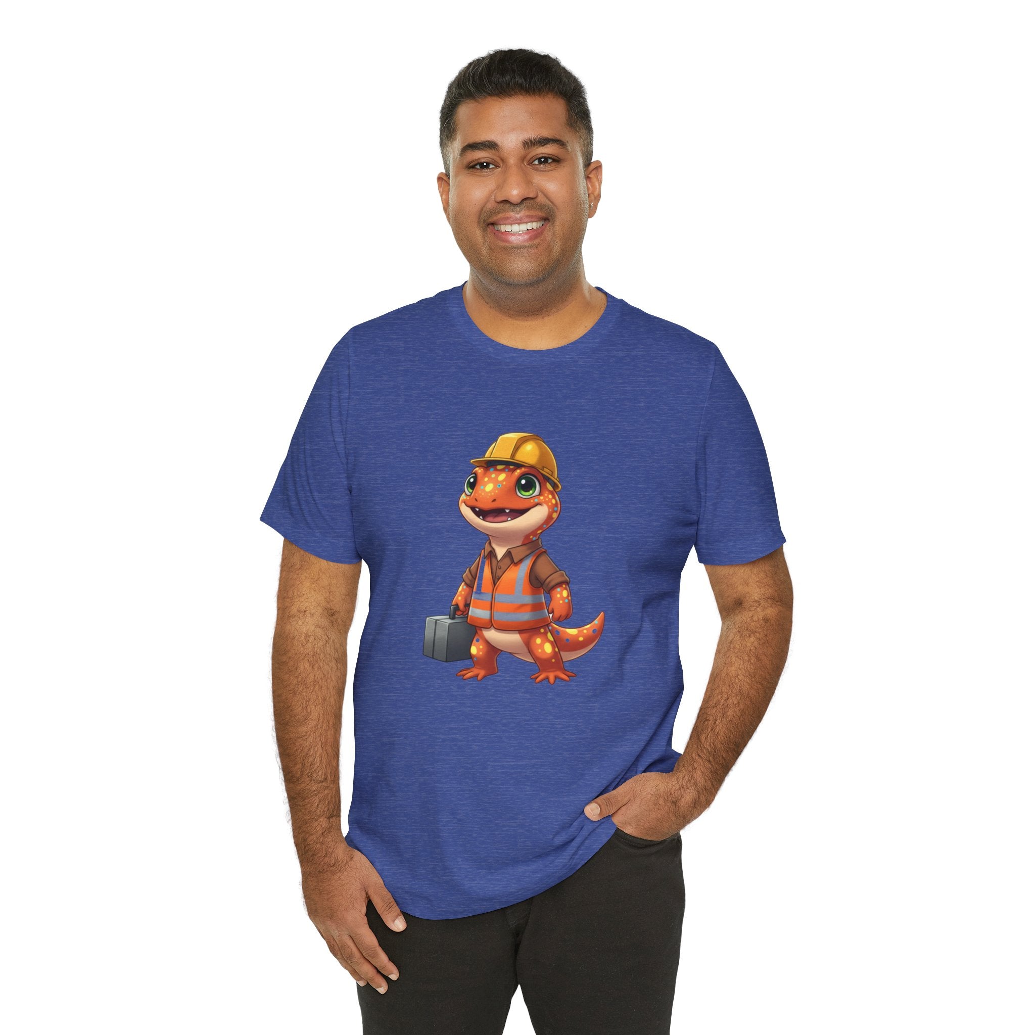 Salamander Construction T‑Shirt — Cute Salamander in Hard Hat Tee
