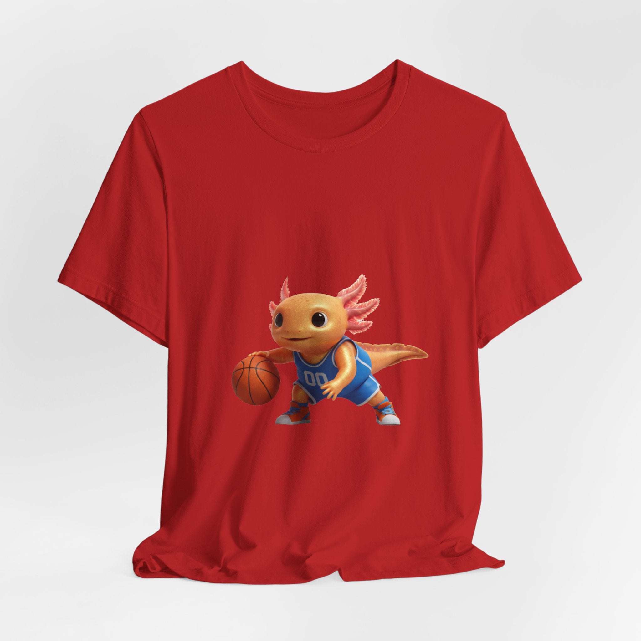 Axolotl Basketball Tee — Cute Axolotl Dribbling Graphic T-Shirt