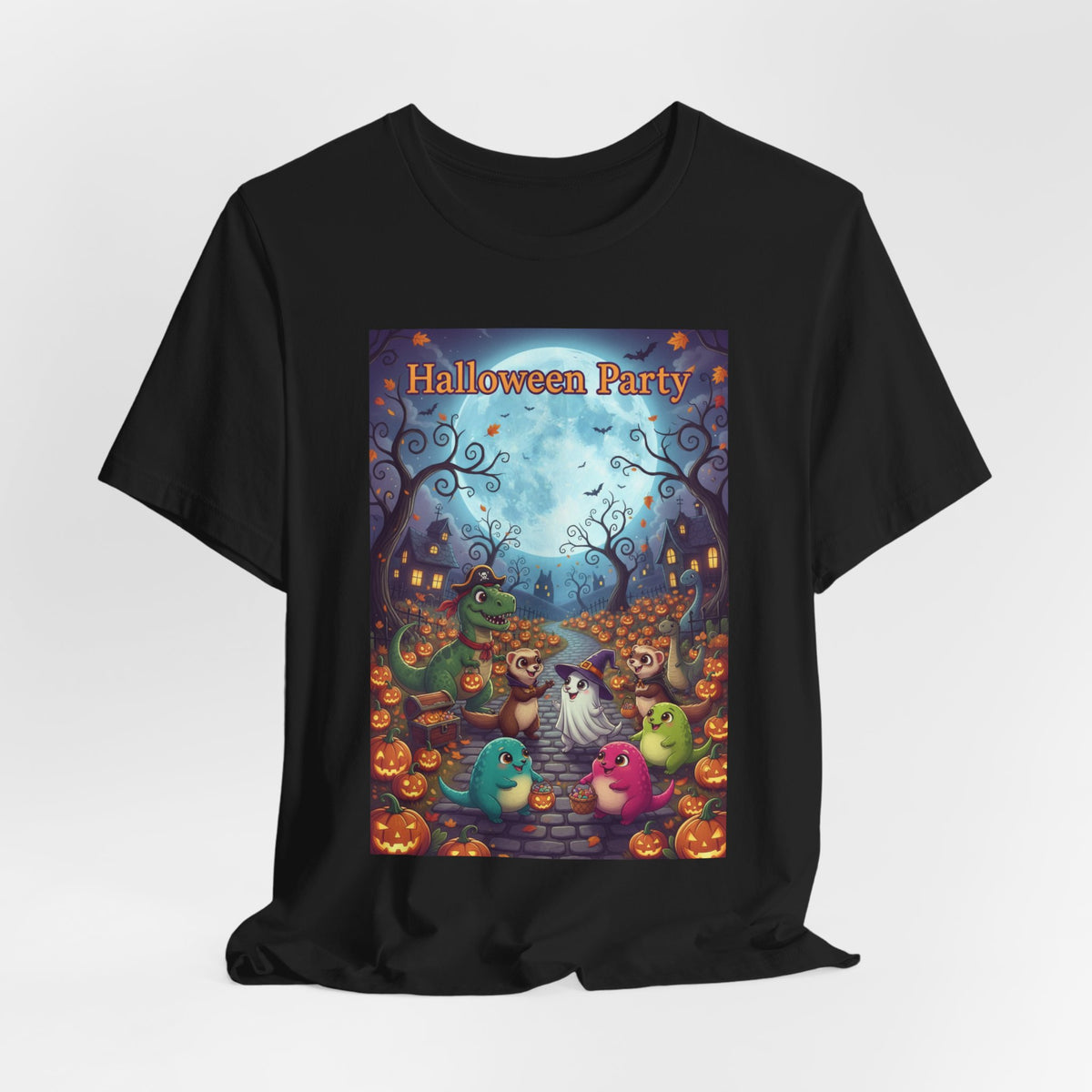 Halloween Haunted Critter Party T-Shirt — Pumpkins, Ghosts & Costumes