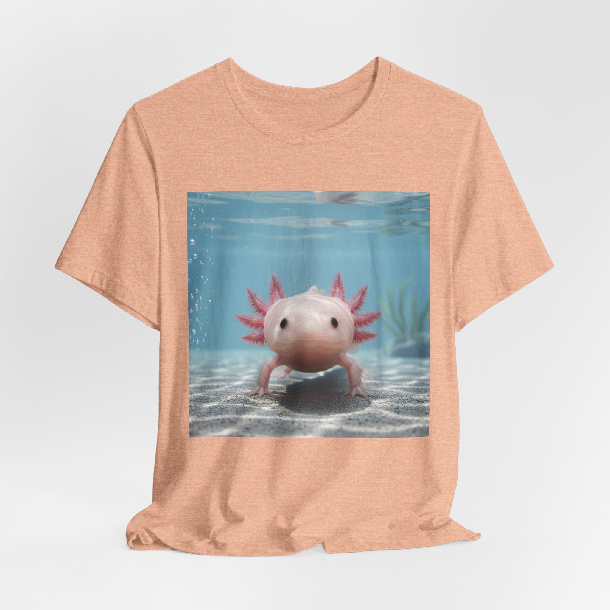 Axolotl Smiles Underwater Tee — Cute Pink Axolotl Graphic T‑Shirt