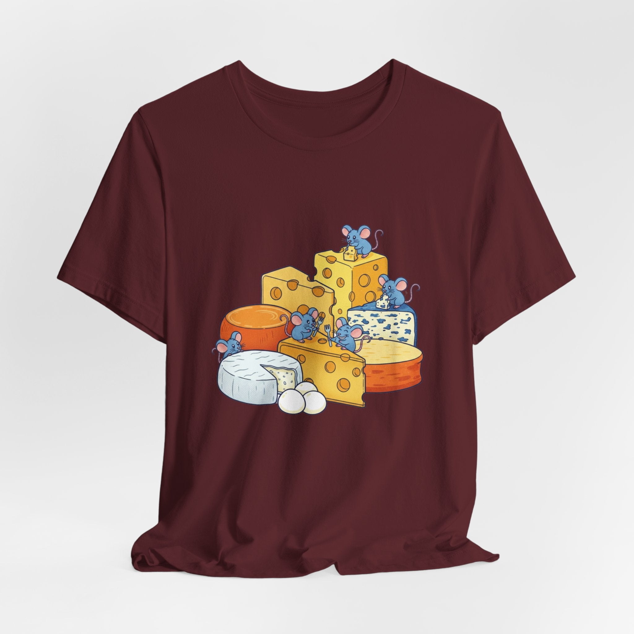 Cheese Platter T-Shirt — Cute Mice & Assorted Cheeses Tee