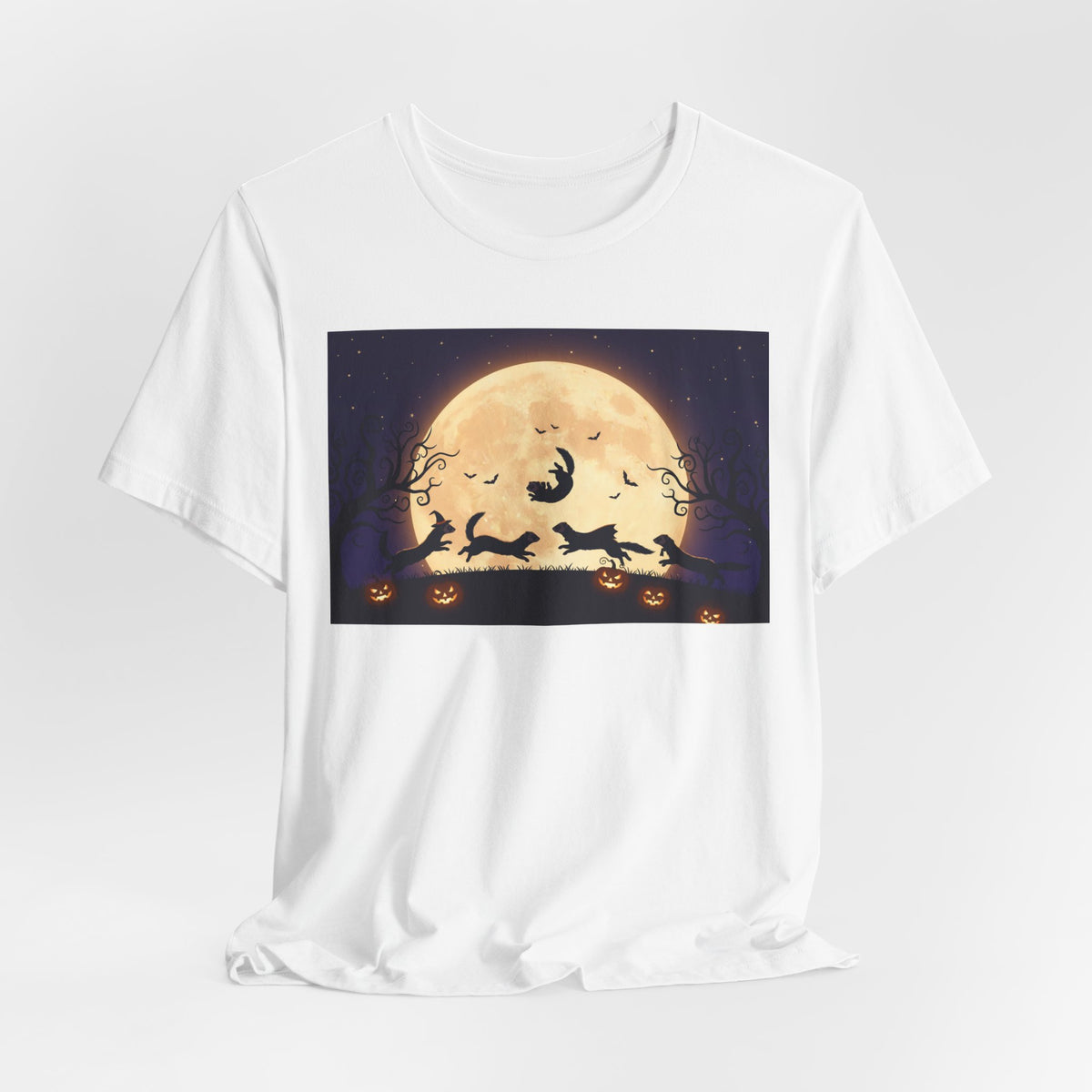 Ferrets Halloween Moon T‑Shirt — Spooky Full Moon Pumpkin Night Tee