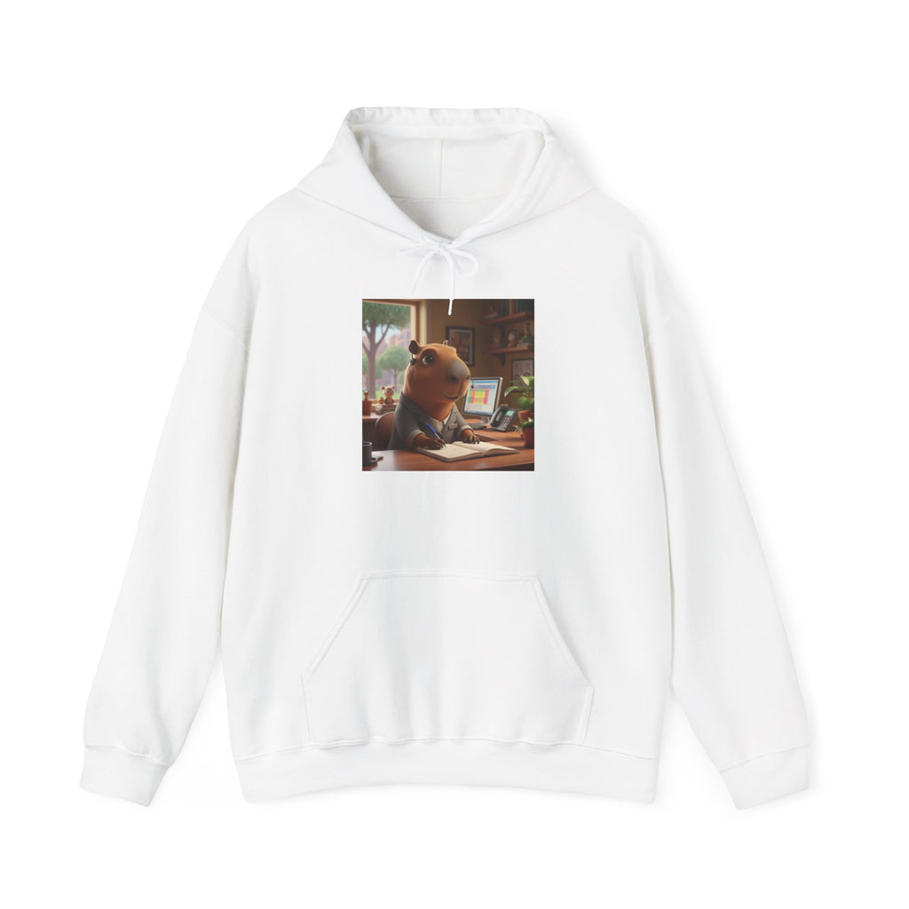Capybara in the Office  Reading Hoodie — Cute Study Vibes Sweatshirt