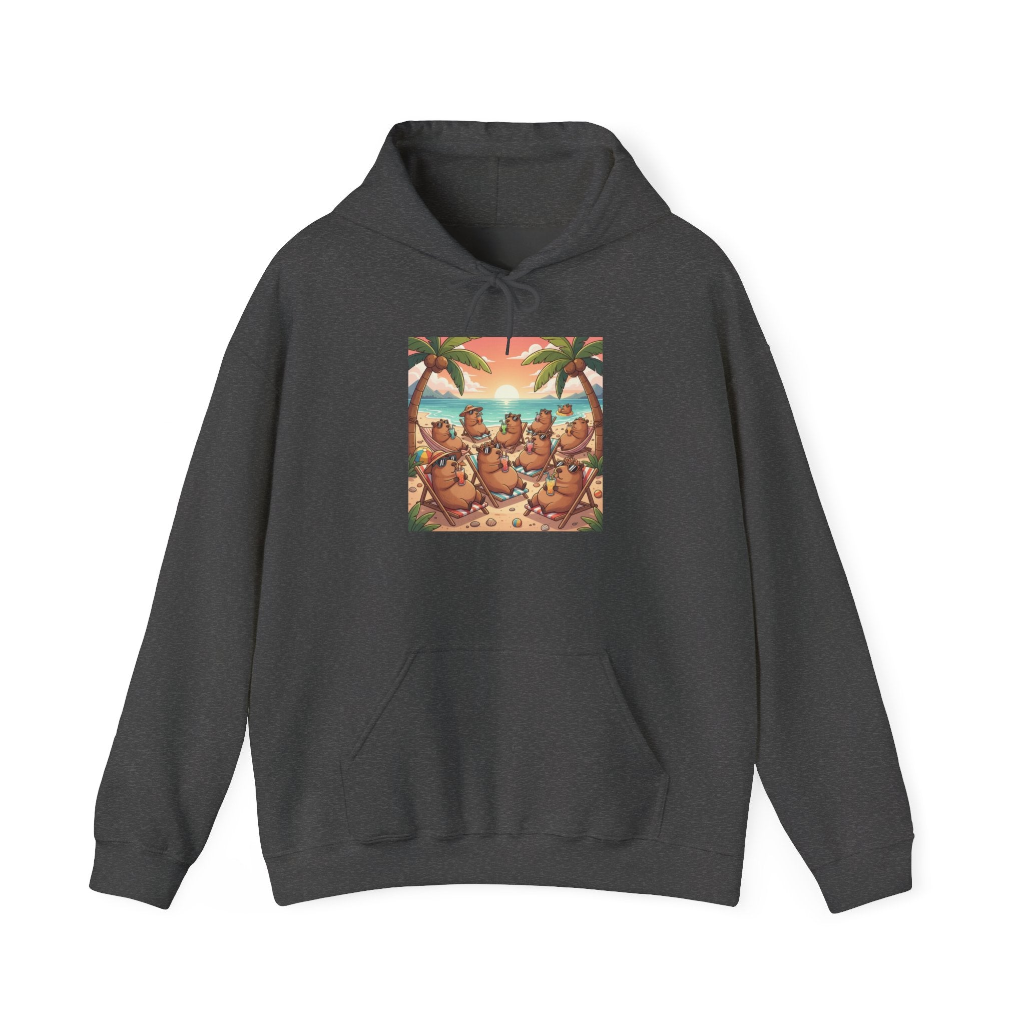 Capybaras on the Beach Hoodie — Tropical Beach Party Pullover