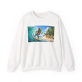 Lizard Surfing Crewneck Sweatshirt — Tropical Beach Surf Graphic