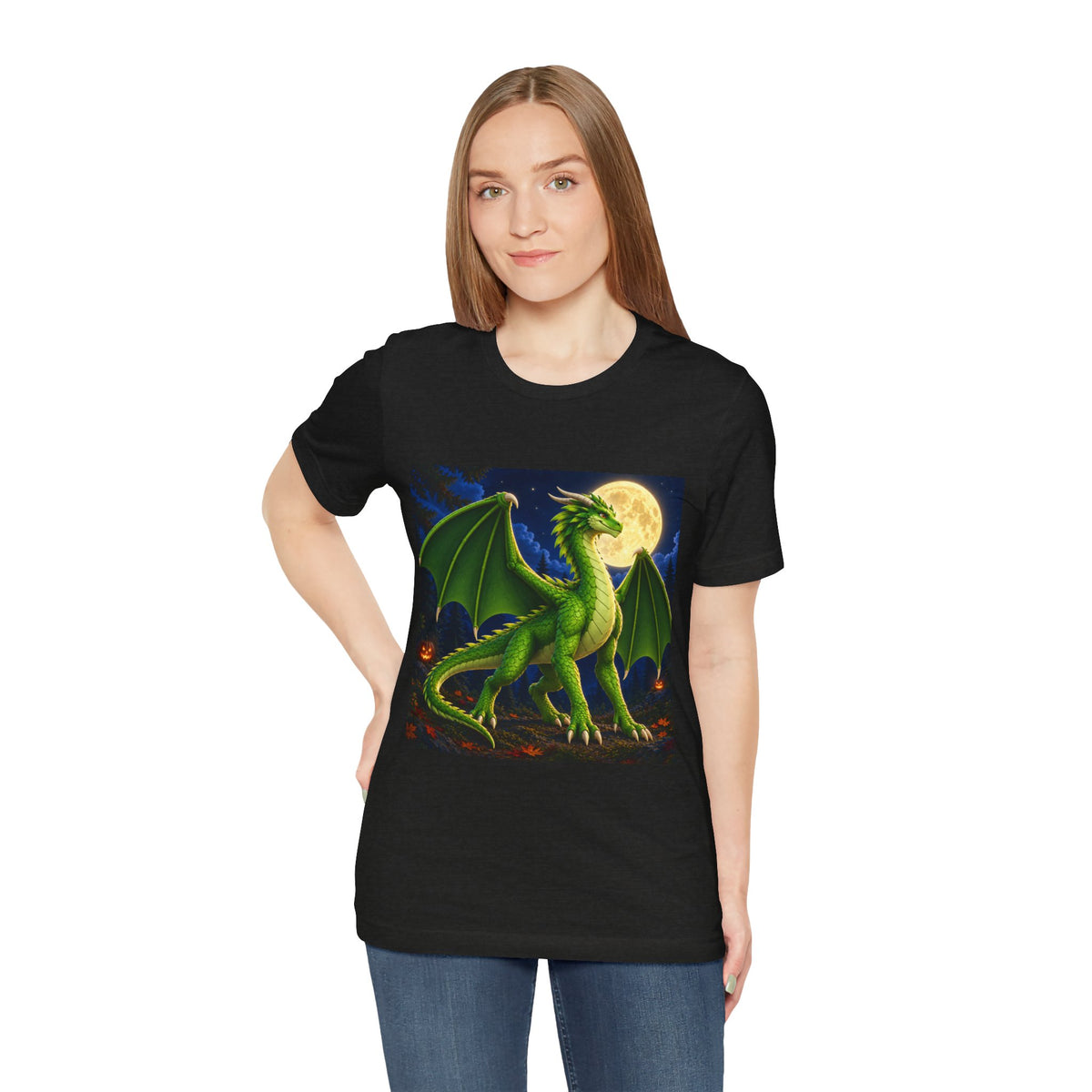 Green Dragon Graphic Tee — Moonlit Fantasy T-Shirt