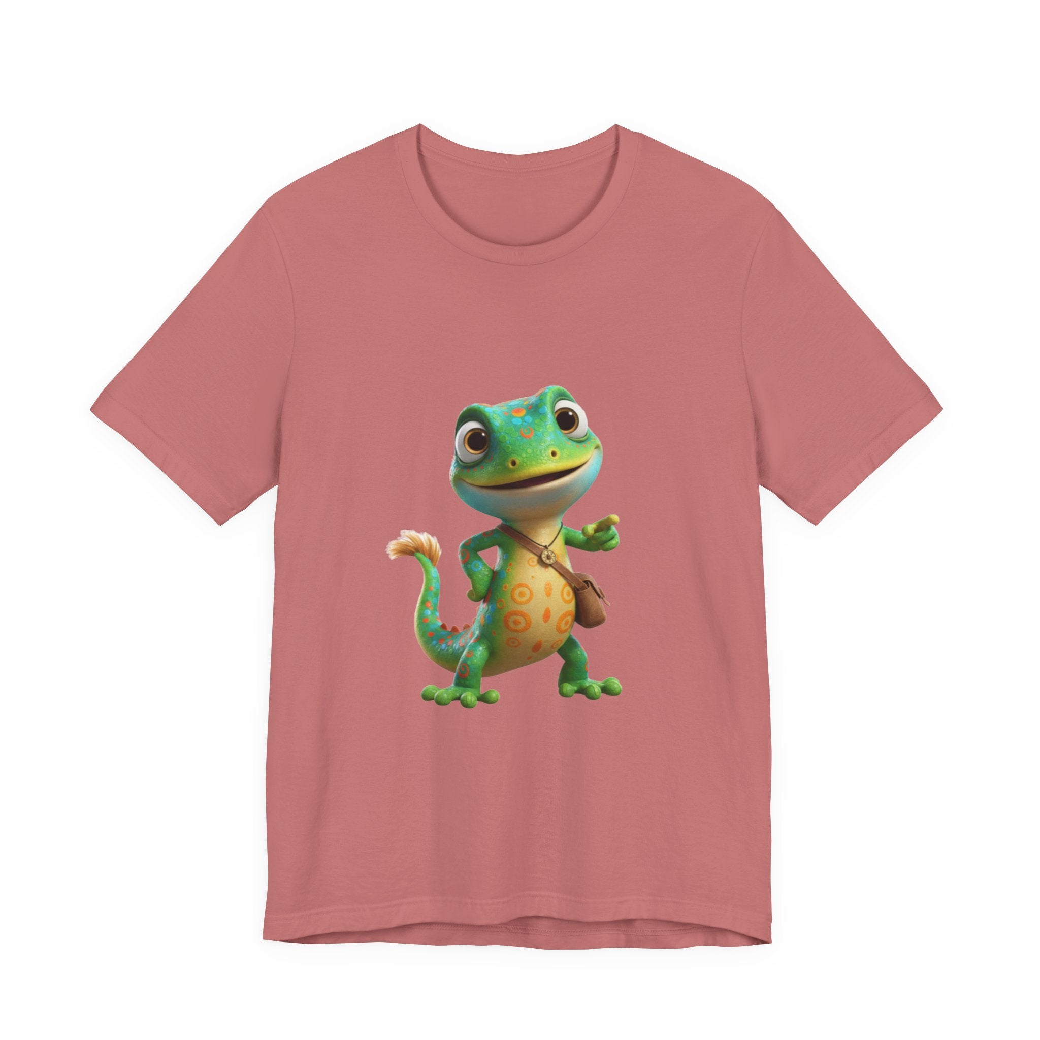 Cute Cartoon Gecko T‑Shirt — Friendly Green Lizard Graphic Tee