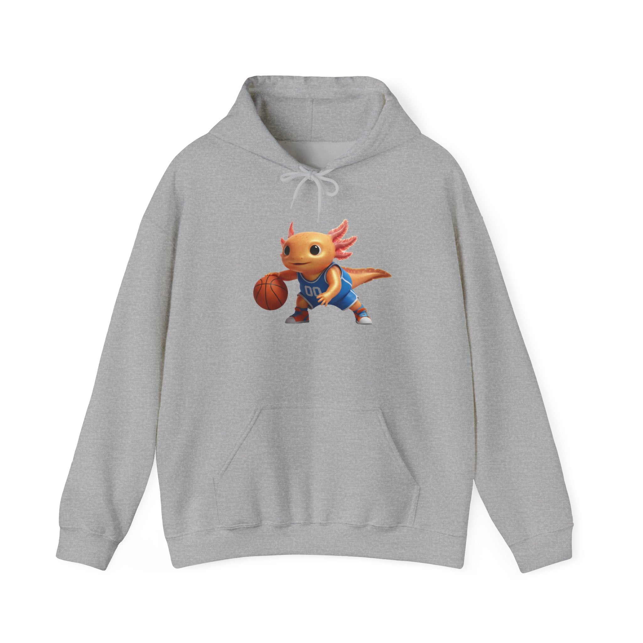 Axolotl Basketball Hoodie — Cute Axolotl Dribbling Graphic Sweatshirt