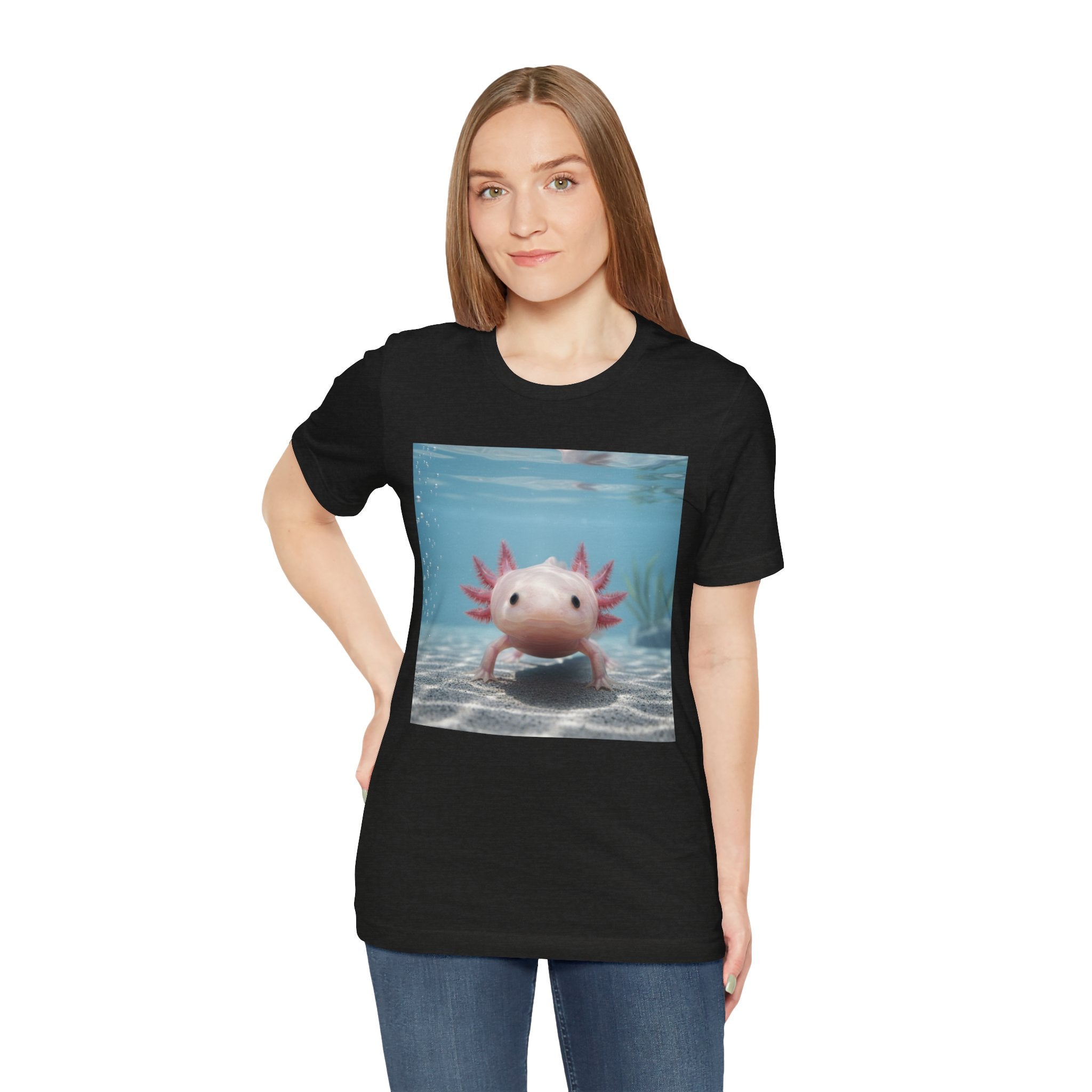 Axolotl Smiles Underwater Tee — Cute Pink Axolotl Graphic T‑Shirt