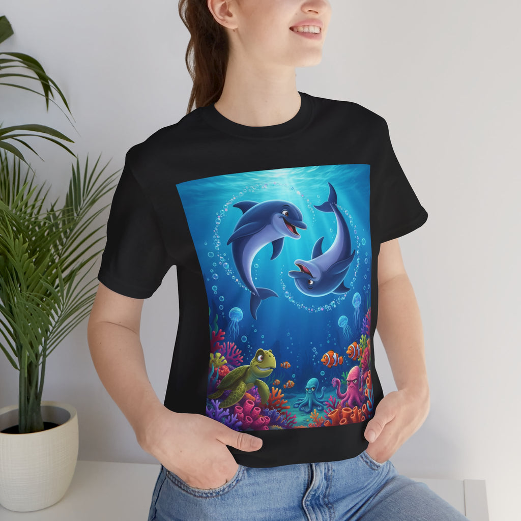 Dolphin Underwater Scene T-Shirt — Playful Ocean Wildlife Tee