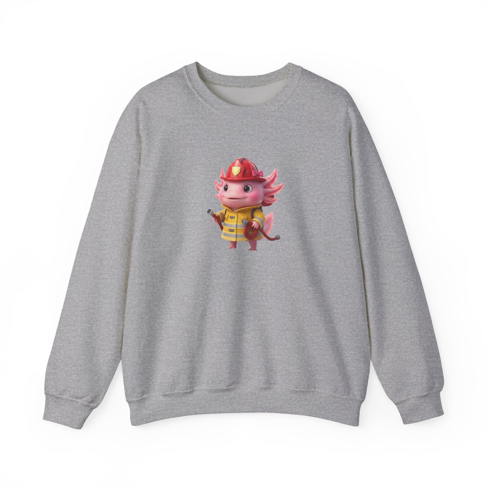 Axolotl Firefighter Sweatshirt - Cute Kids Crewneck Gift