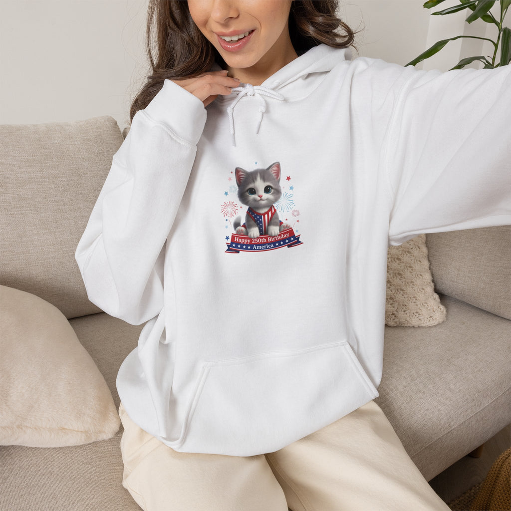 Kitten Hoodie — Cute Cat in Sweater Patriotic Graphic