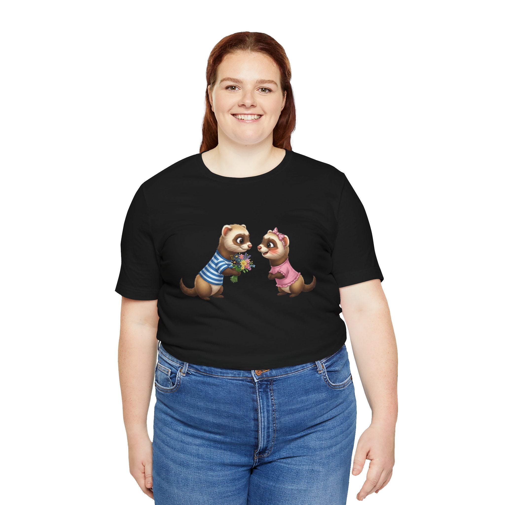 Ferret Couple Cute Graphic Tee — Romantic Animal T-Shirt