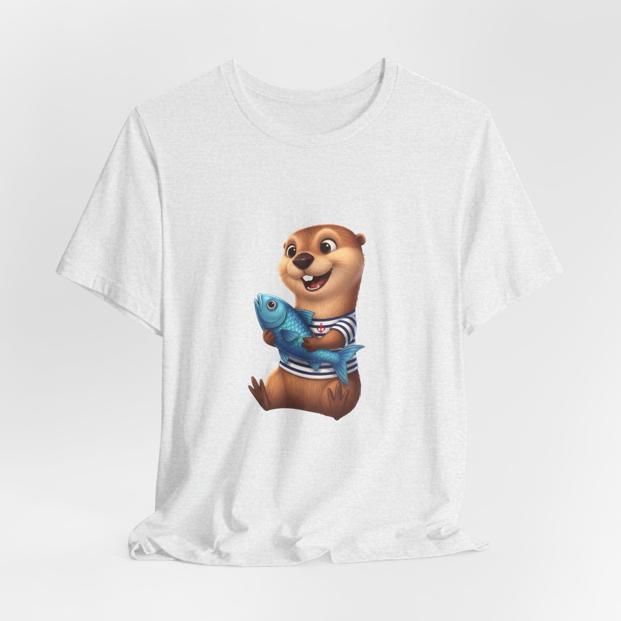 Otter Holding Fish Tee — Cute Marine Animal T-Shirt