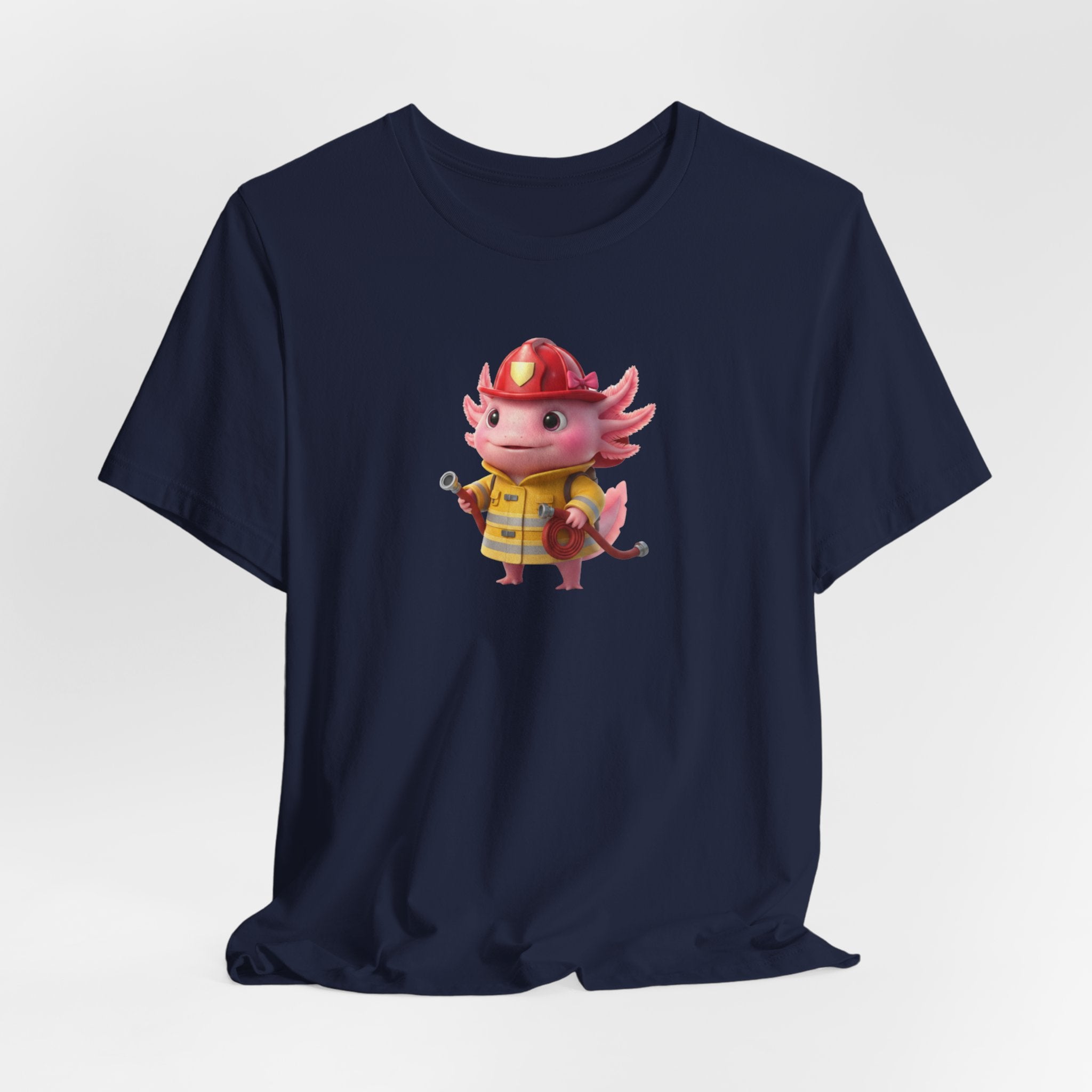 Axolotl Firefighter Girl T-Shirt — Cute Kid’s Firefighter Axolotl Graphic Tee