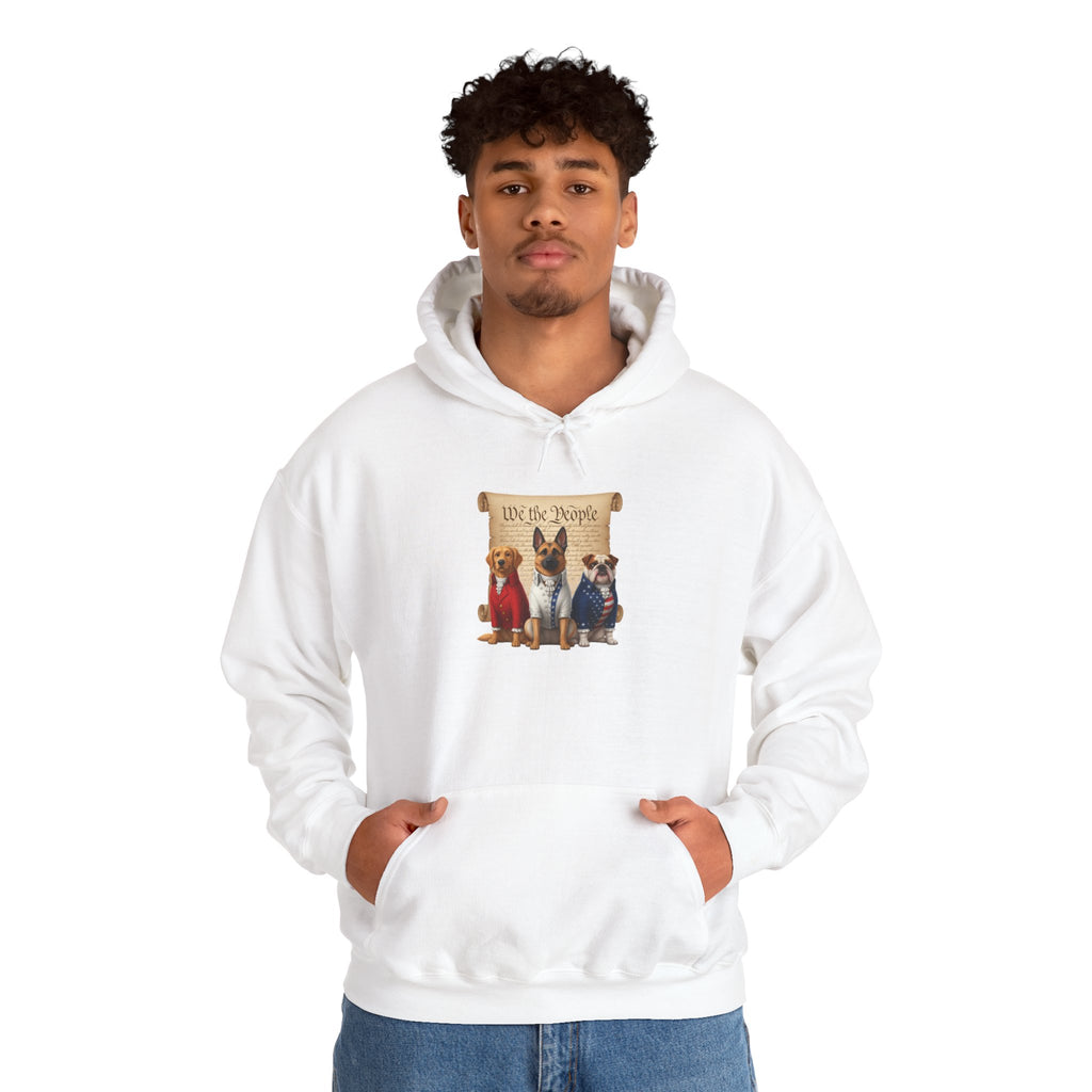 Patriotic Dogs Hoodie - "We the People" Vintage Americana Dog Crewneck
