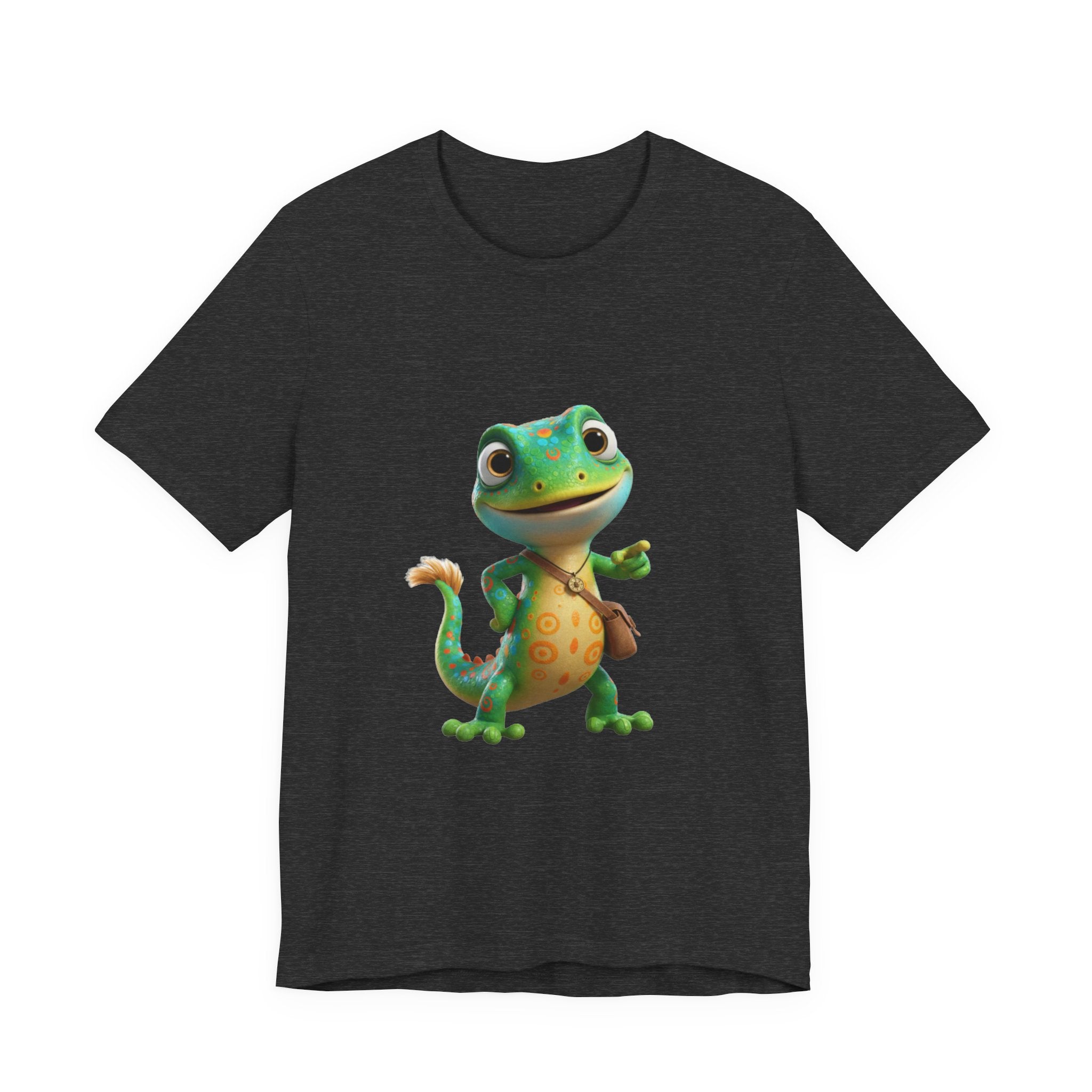 Cute Cartoon Gecko T‑Shirt — Friendly Green Lizard Graphic Tee